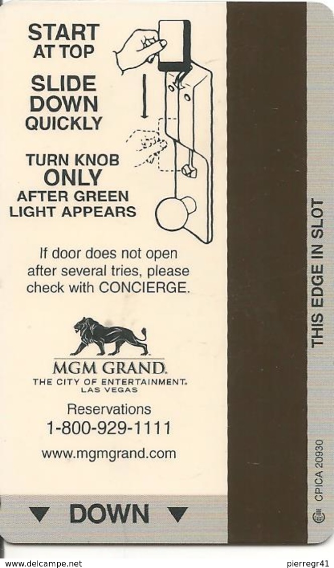 CLE-MAGNETIQUE-HOTEL-MGM GRAND-LAS VEGAS-USA-TBE -RARE - Hotelzugangskarten