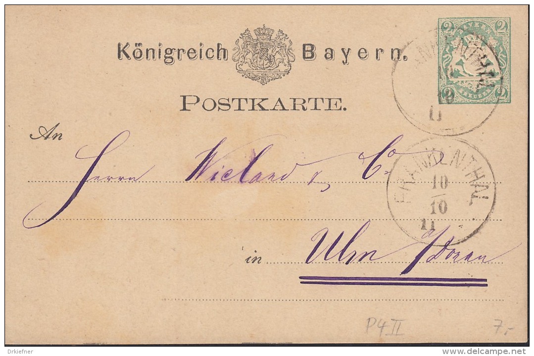 BAYERN P 4 II, Gestempelt: Frankenthal 10.10.1875 - Sonstige & Ohne Zuordnung