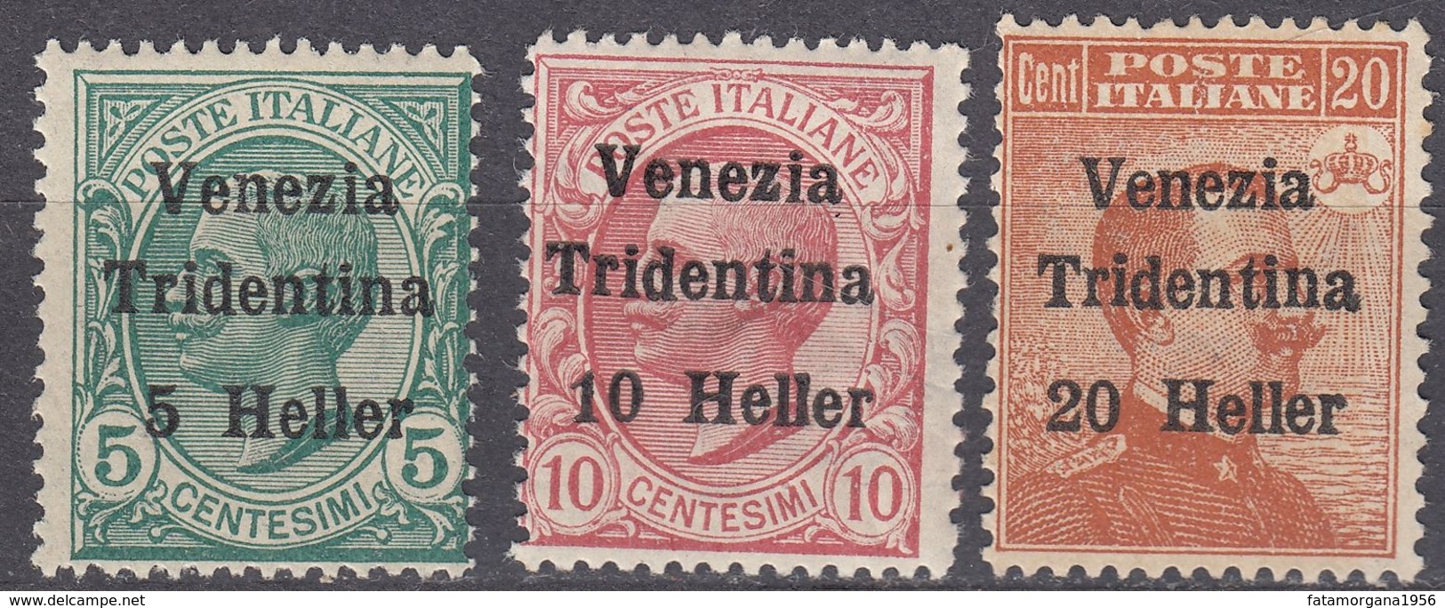 TRENTINO - 1919 - Serie Completa Nuova (MH E MNH): Unificato 28/30, Con Sovrastampa "Venezia Tridentina". - Trentino