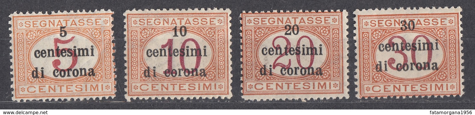 VENEZIA GIULIA, EMISSIONI GENERALI - 1919 - Lotto 4 Valori Nuovi MH Segnatasse Unificato 1/4. - Venezia Giulia