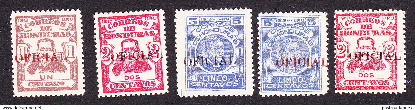 Honduras, Scott #O48-O51, O49, Mint Hinged/Used, Famous Men Overprinted, Issued 1915 - Honduras