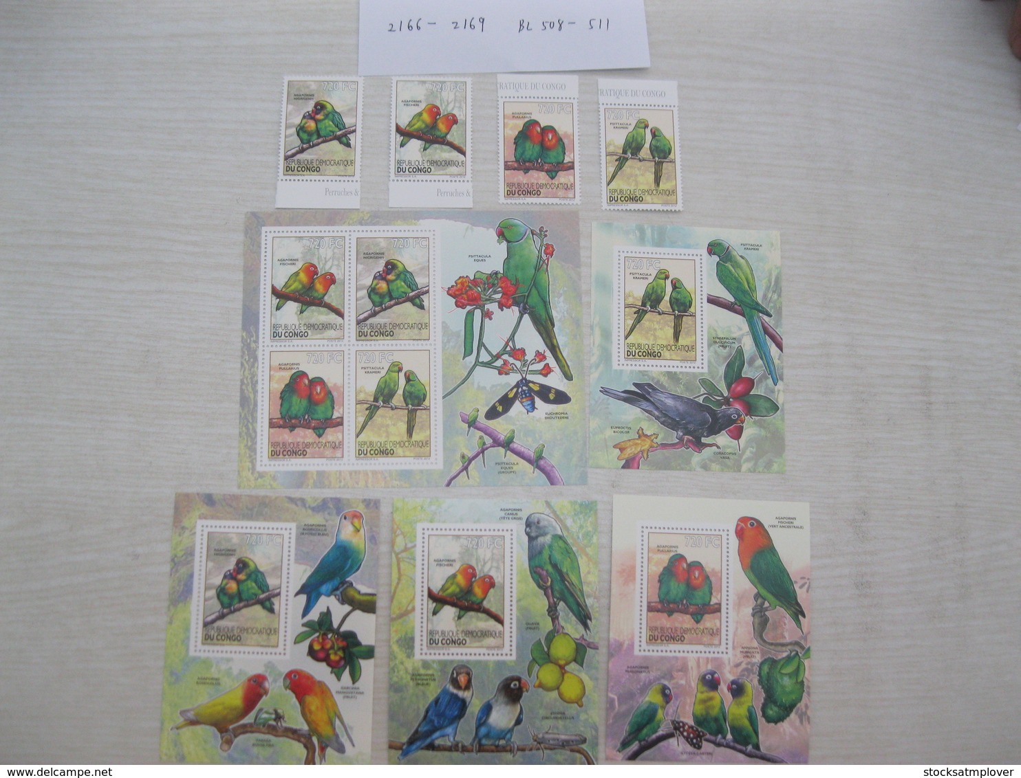 Congo (Kinshasa ) 2012  Birds  Parrots  MI 2166-2169  BL508-511 - Mint/hinged