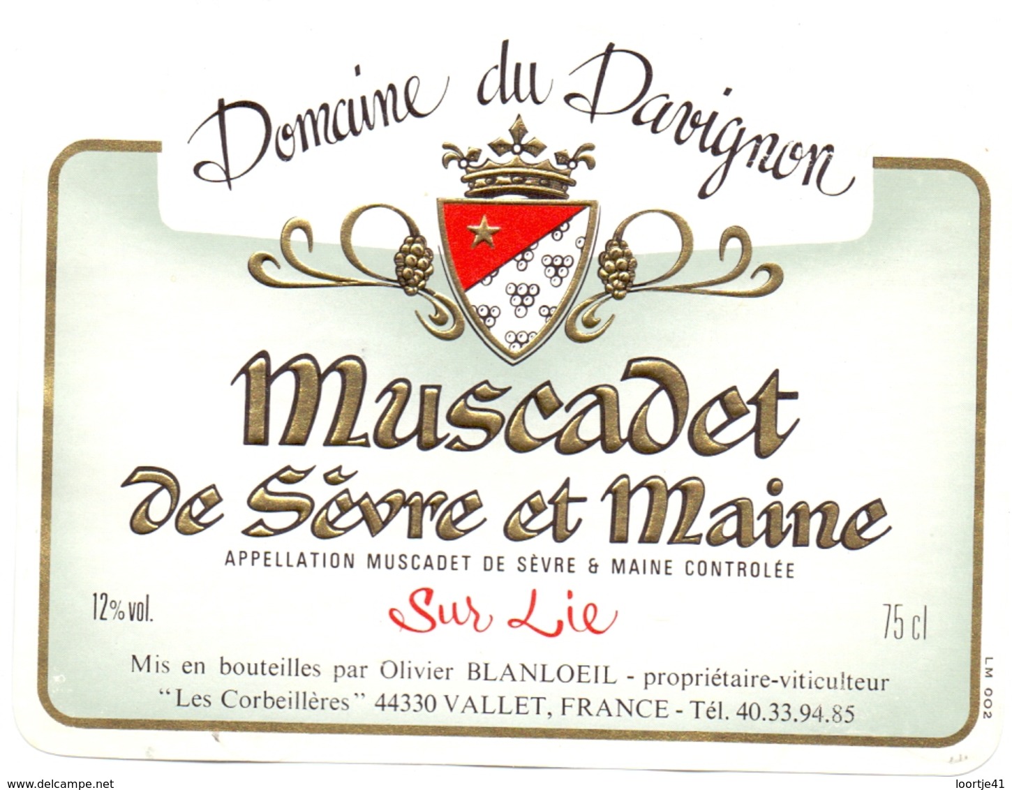 Etiket Etiquette - Vin - Wijn - Domaine Du Davignon - Muscadet De Sèvre Et Maine - Autres & Non Classés