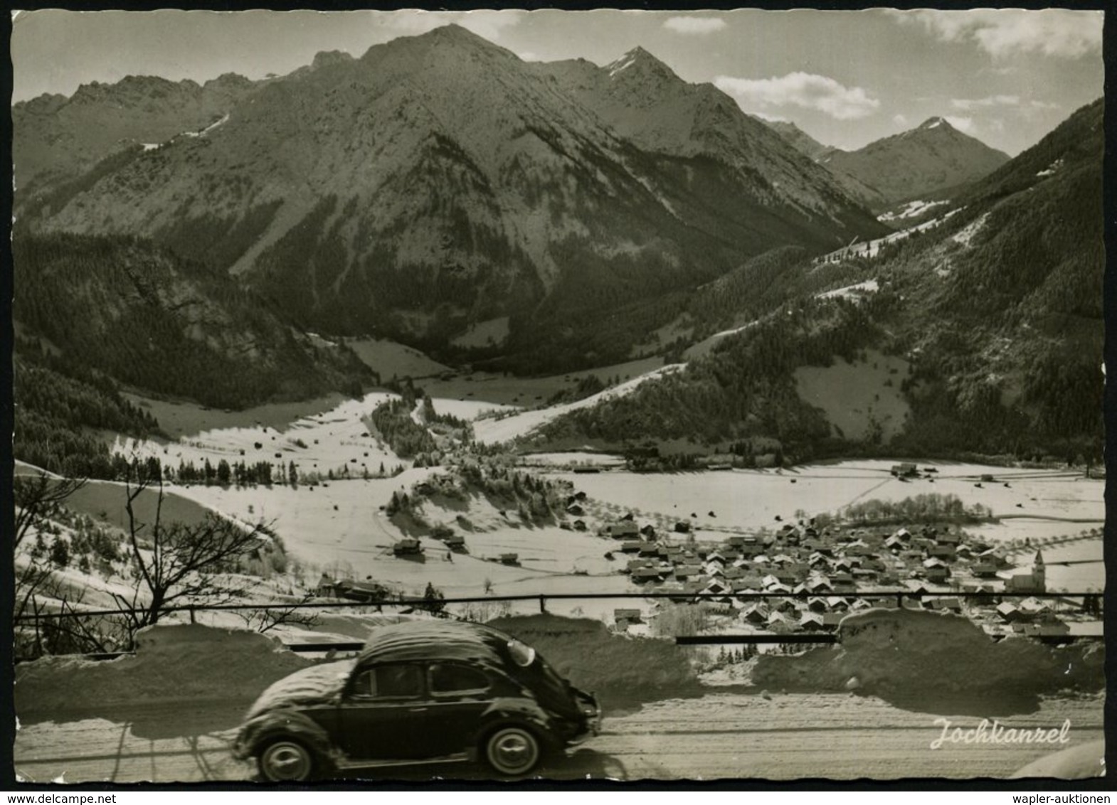 1961 (14.2.) (13 B) Hindelang, Handwerbestempel Auf S/ W.-Foto-Ak. (Jochkanzel Mit VW) (Bo.4 = Letztjahr!) - Alpen / The - Andere & Zonder Classificatie