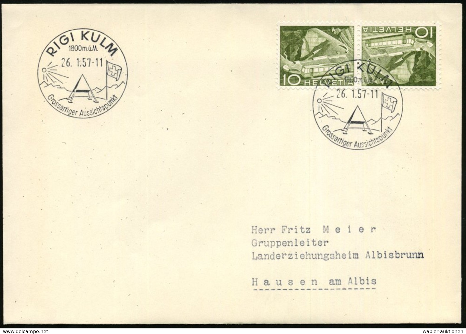 1957 , RIGI KULM Handwerbestempel Auf Inl.-Brief - Alpen / The Alps / Les Alpes / Gli Alpi - Sonstige & Ohne Zuordnung