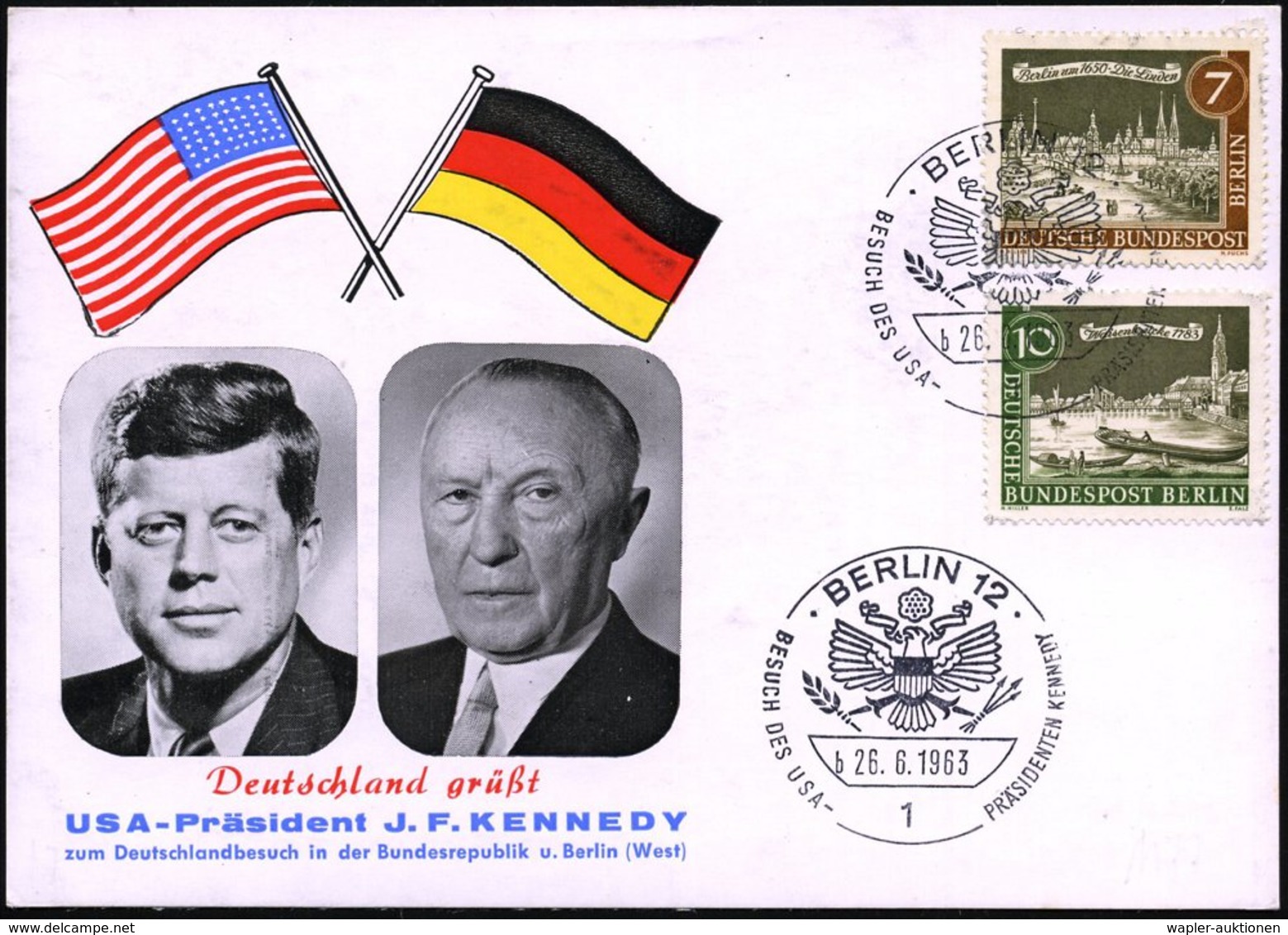 1965 (14.7.) , Sonderstempel Auf Gedenkblatt: Adenauer, Kennedy (Bo.1177 B) - Amerikanische Geschichte / American Histor - Other & Unclassified