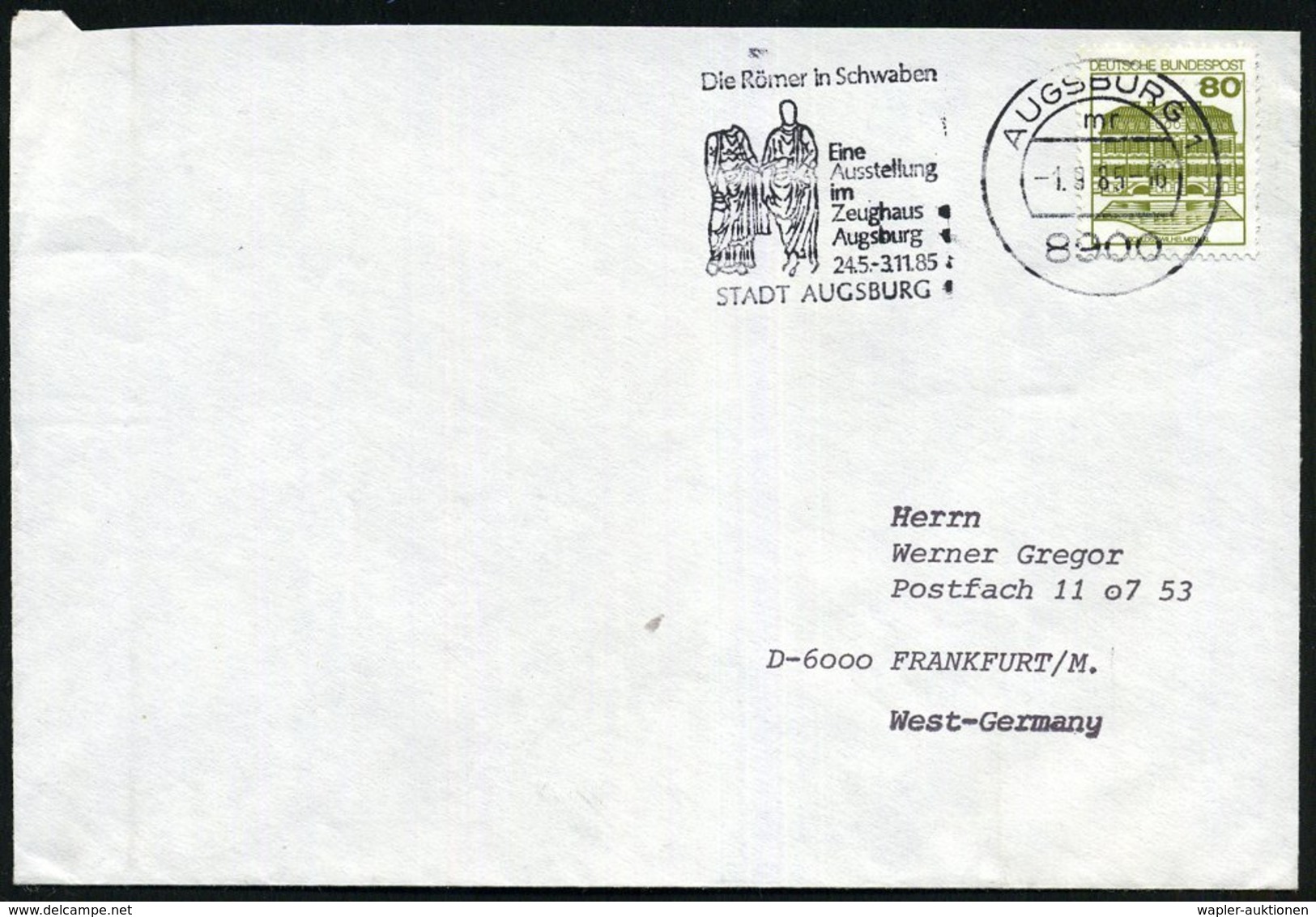 1983 8900 AUGSBURG 1, Maschinen-Werbestempel "Römer In Schwaben" (röm. Skulpturen), Bedarfsbrief (Bo.157 A II) - Römisch - Other & Unclassified