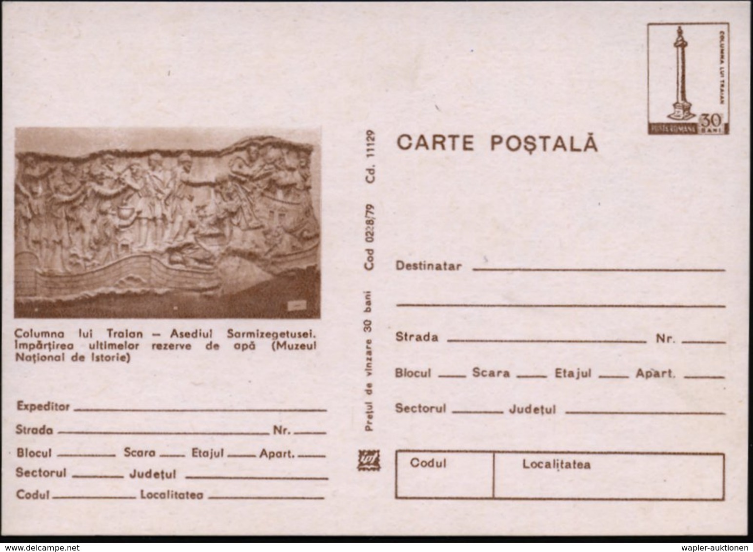 1979 RUMÄNIEN, 30 B. Tranjanssäule:  Die Letzte Reserve Der Daker Gegen Die Römer, Ungebr. (Mi.P 823) - Römische Geschic - Other & Unclassified