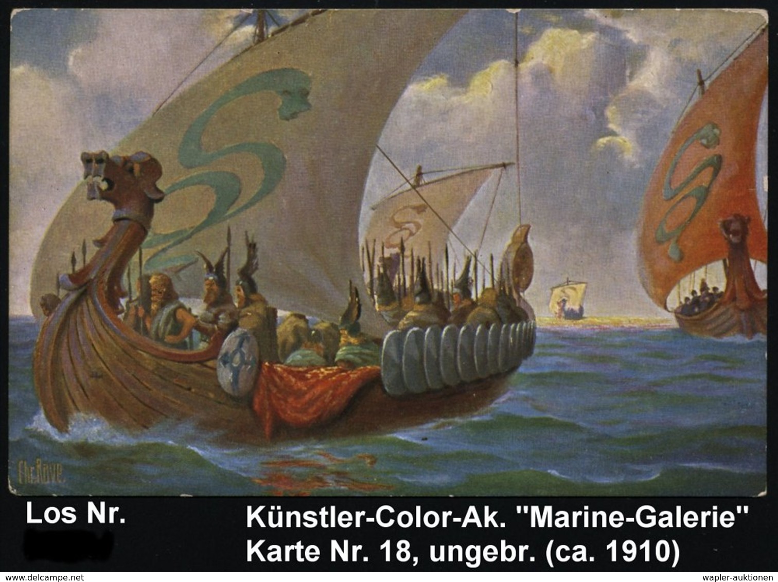 1910 (ca.) DEUTSCHES REICH, Color-Ak.: Normannenboot, Ungebr. (Verlag "Marine Galerie") - Wikinger / Vikings / Les Vikin - Andere & Zonder Classificatie