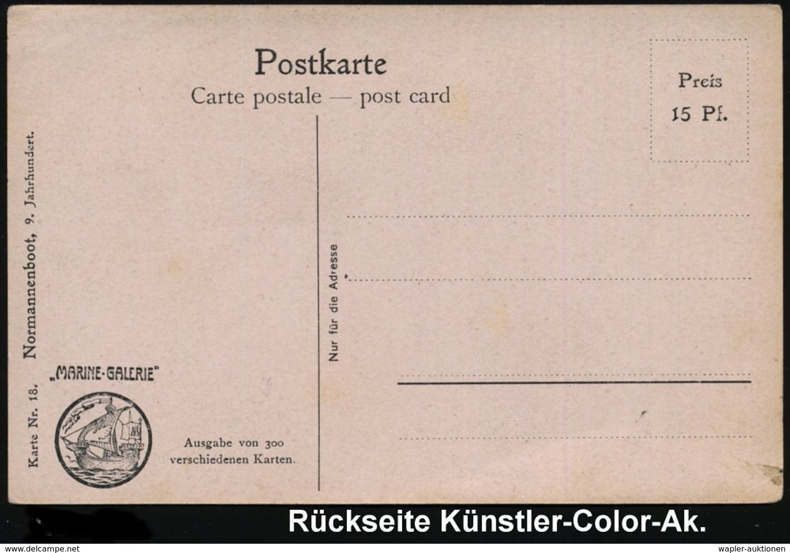 1910 (ca.) DEUTSCHES REICH, Color-Ak.: Normannenboot, Ungebr. (Verlag "Marine Galerie") - Wikinger / Vikings / Les Vikin - Andere & Zonder Classificatie