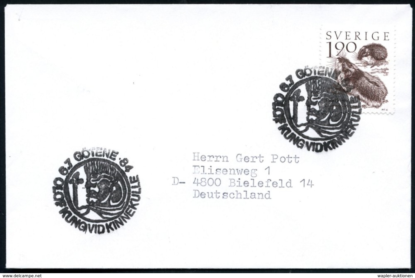 1984 (6.7.) SCHWEDEN, Sonderstempel GÖTENE Mit König Olof Skötkonung (= Münze), Ausl.-Brief - Wikinger / Vikings / Les V - Other & Unclassified