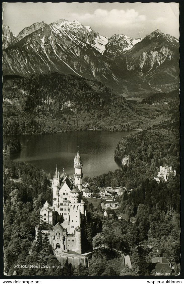 1964 (30.9.) 8959 SCHWANGAU, Handwerbestempel Mit Schloß Neuschwanstein Ludwigs II., Motivgleiche S/w.-Bedarfs-Ak. (Bo.4 - Other & Unclassified