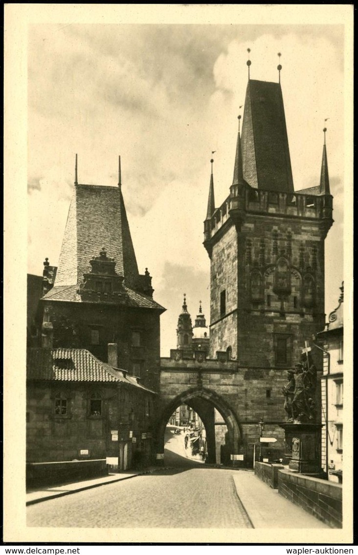 1951 TSCHECHOSLOWAKEI, 1,50 Kc.. Bildpostkarte Gottwald: Prag, Kleinseite, Brückentürme Der Karlsbrücke, Ungebr. (Mi.P 1 - Other & Unclassified
