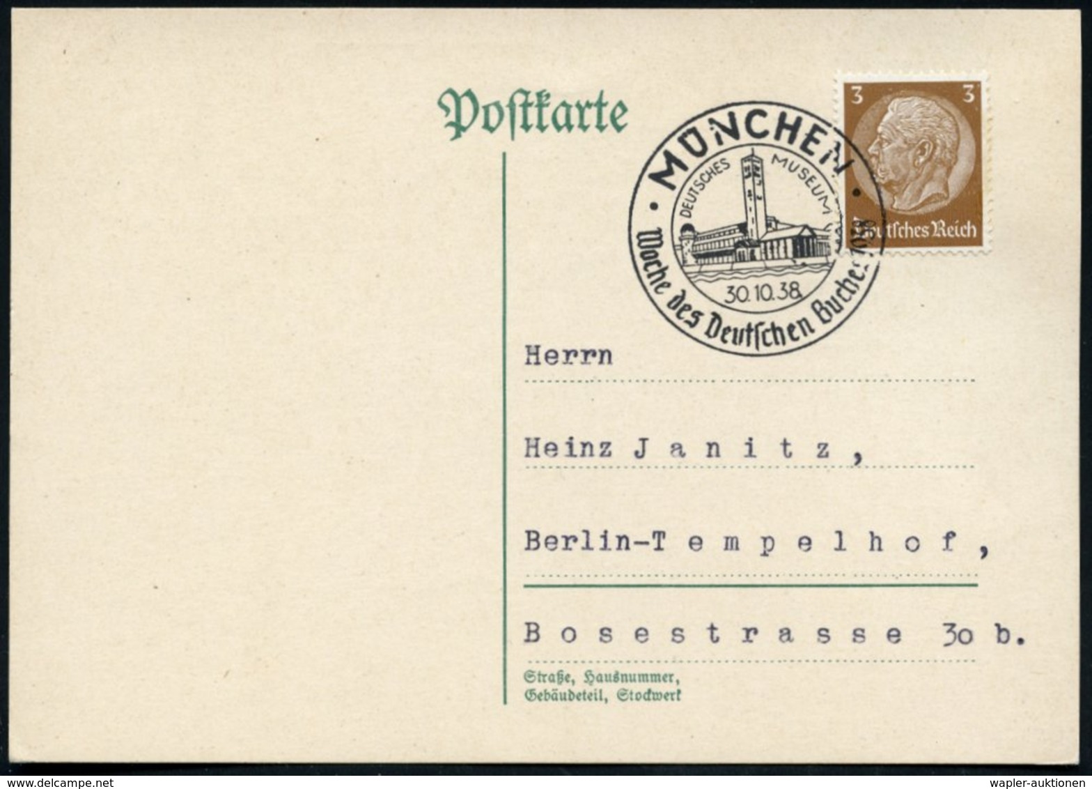 1938 (30.10.) MÜNCHEN, Sonderstempel Deutsches Museum (Technik-Museum) Mit Planetarium, Inl.-Karte (Bo.120) - Astronomie - Other & Unclassified