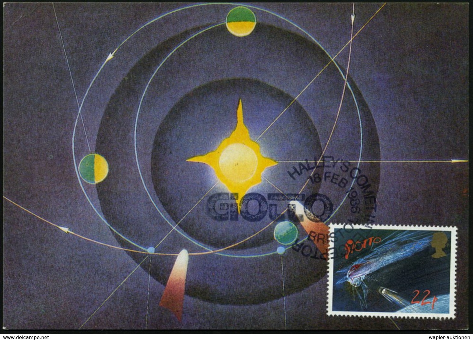 1986 (11.4.) GROSSBRITANNIEN; "" P. Halley-Komet, Giotto-Mission + Passender Sonderstempel BRISTOL, Maximumkarte (Mi.106 - Other & Unclassified