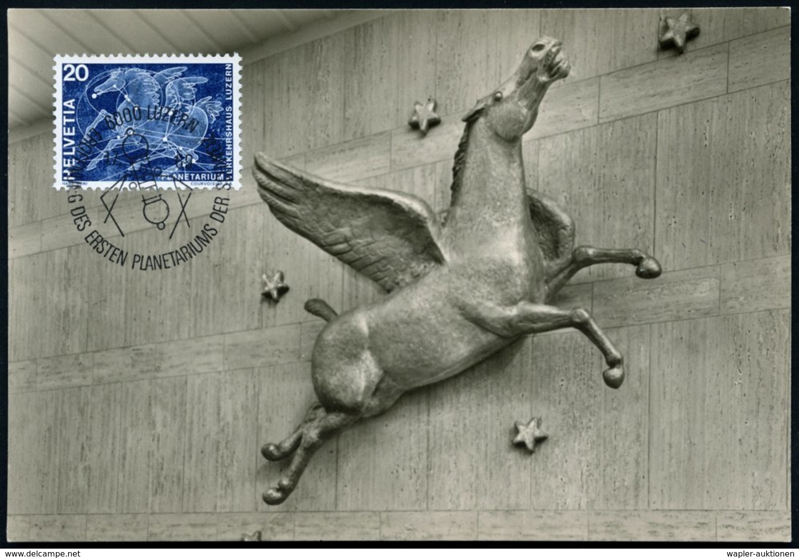 1969 SCHWEIZ, 20 C. Planetarium Luzern (Sternbild Pegasus) + Sonderstempel Luzern, Maximumkarte (Mi.896) - Astronomie /  - Other & Unclassified