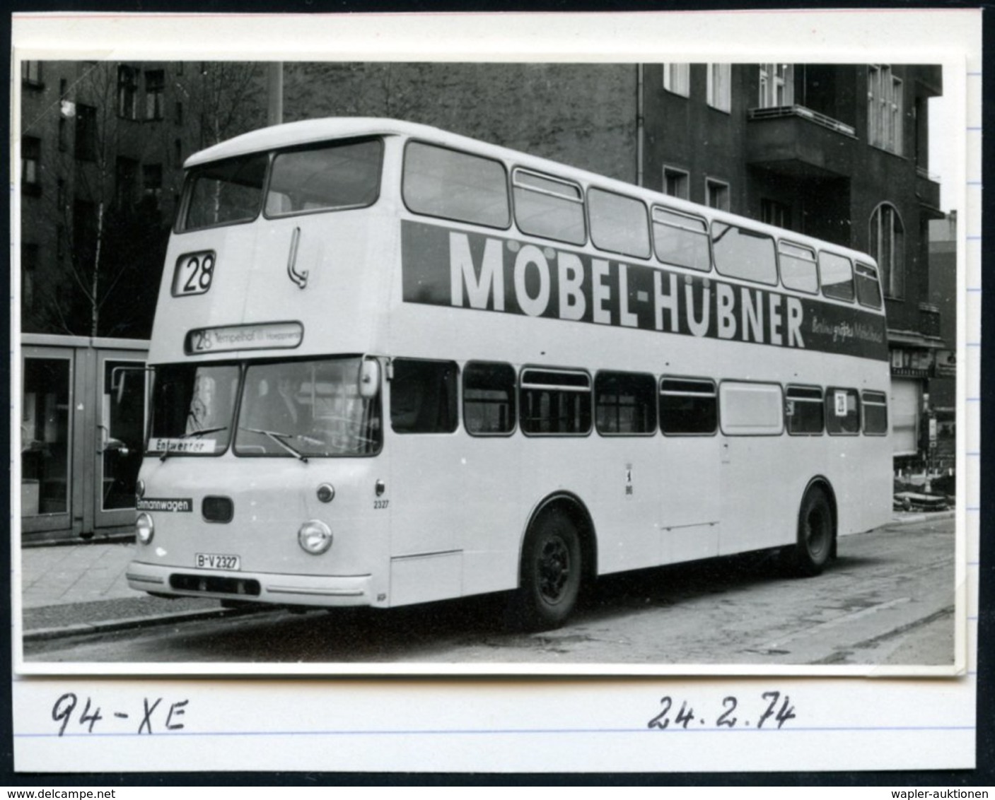 1972/75 BERLIN, 9 Verschiedene S/ W.-Fotos Der BVG (West) Doppeldecker-Omnibusse (meist Format 7 X 10,5 Cm) Mit Möbel- U - Other & Unclassified