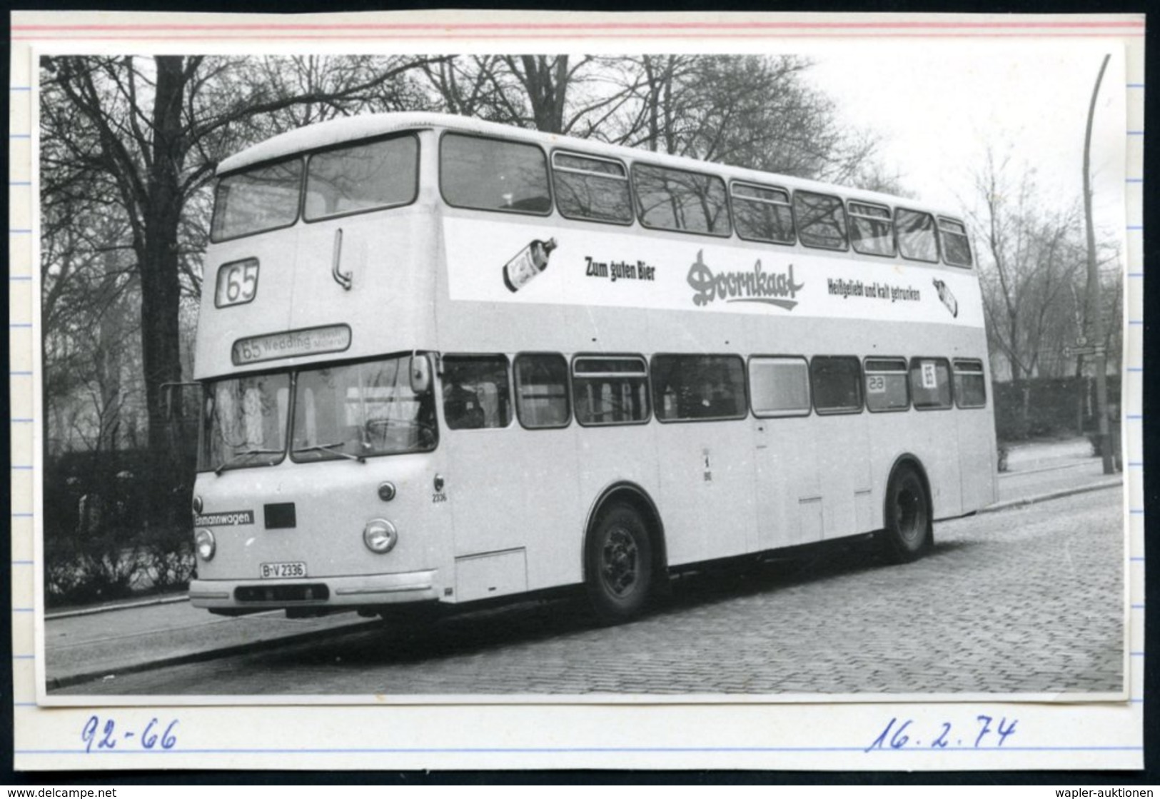 1973/75 BERLIN, 7 Verschiedene S/ W.-Fotos Der BVG (West) Doppeldecker-Omnibusse (meist Format 9 X 13 Cm) Mit Alkohol-We - Andere & Zonder Classificatie