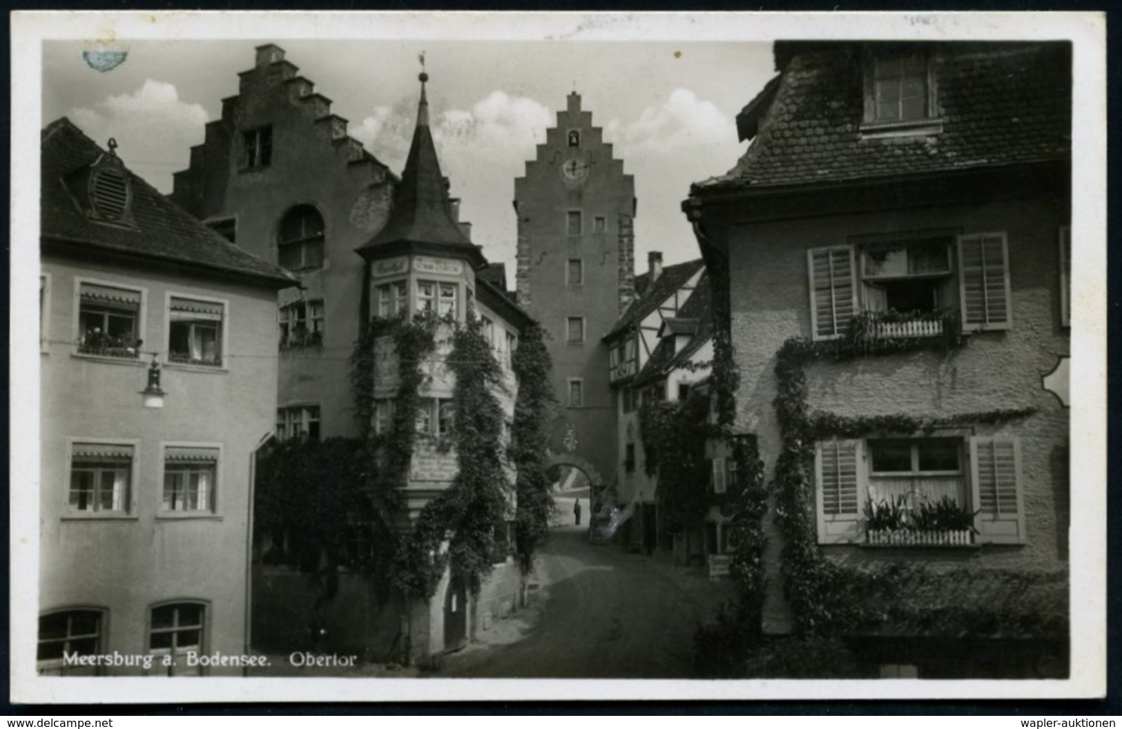 1934 (24.5.) KONSTANZ 1, Kraftpost-Maschinen-Werbestempel (Schwarzwald) Auf S/w.-Foto-Ak.: Meersburg (Bo.S 94 A) - Kraft - Other & Unclassified