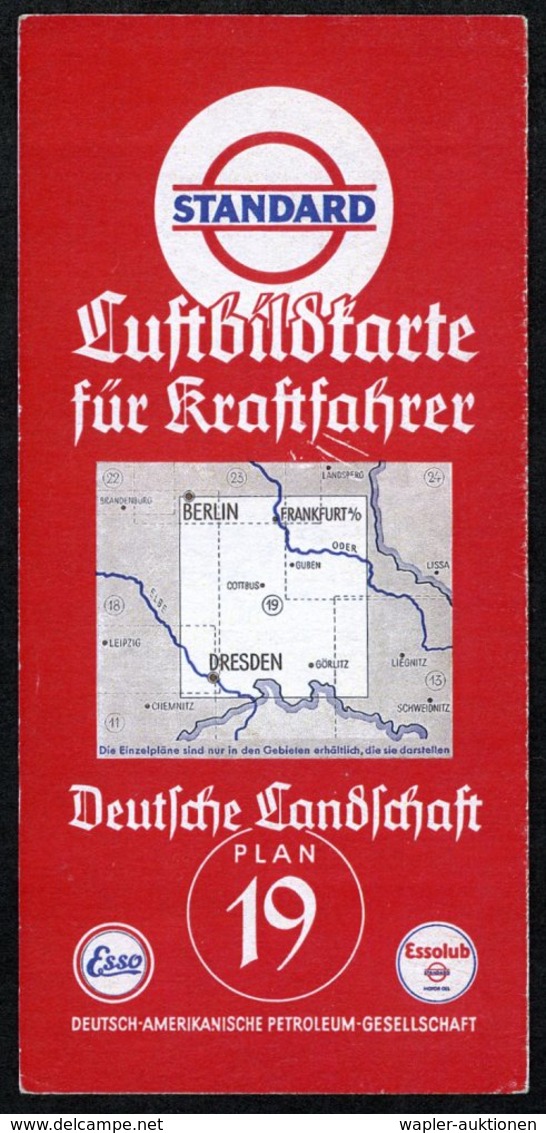 1935 DEUTSCHES REICH, "Luftbildkarte Für Kraftfahrer" Nr.26 Mecklenburg U. Ostseeküste, Fa. Esso Mit 4 Stadtplänen U. Rü - Other & Unclassified