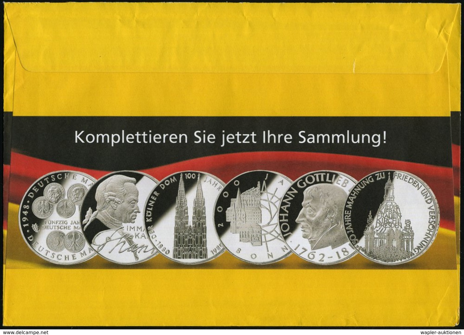 2008 (22.9.) 92637 WEIDEN OPF., Postdienst-Ganzsachenumschlag 145 C. "Goldene Bulle": 5.- U. 10.- DM-Gedenkmünzen German - Other & Unclassified