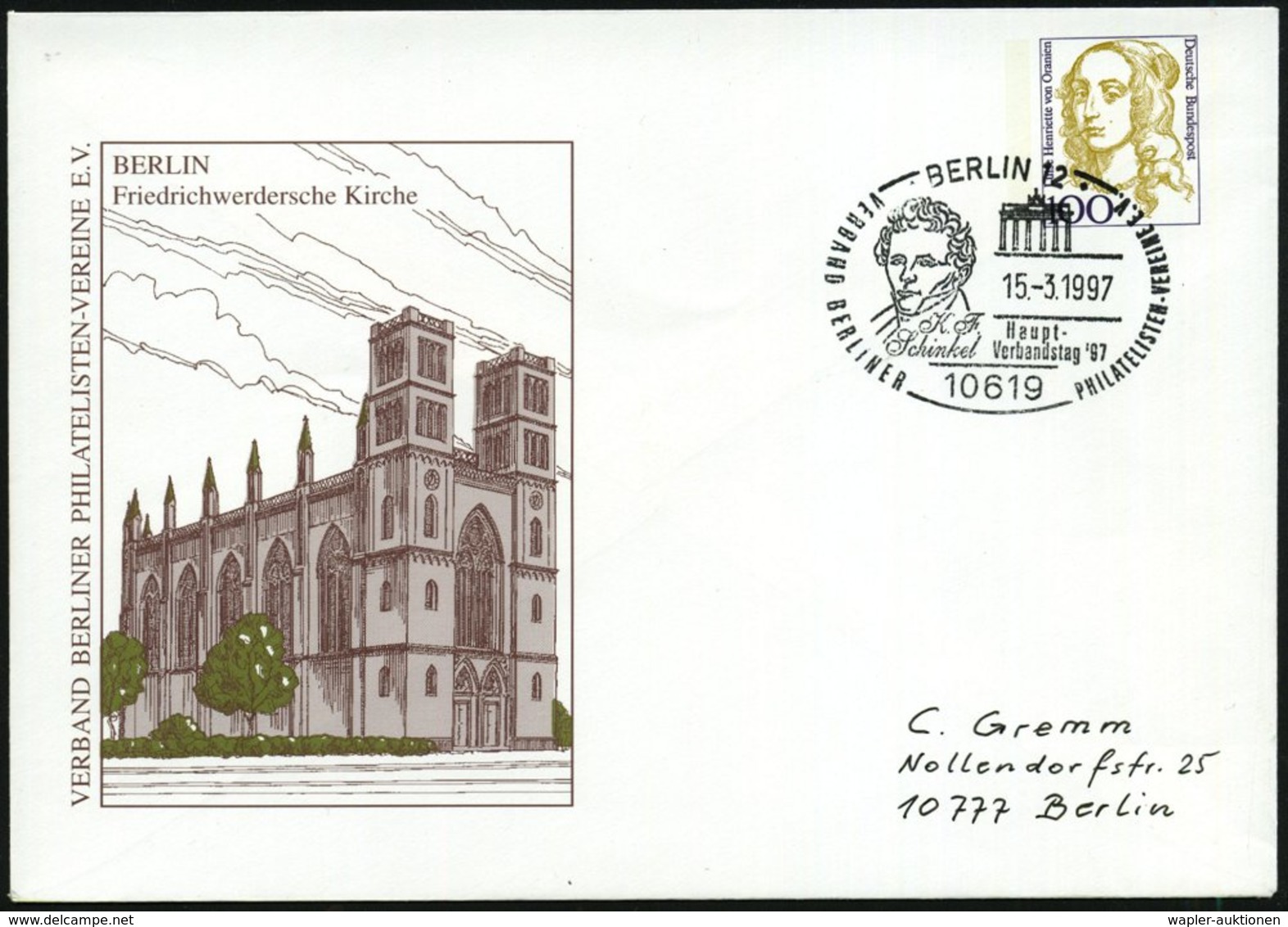 1997 (15.3.) 10619 BERLIN 12, PU 100 Pf. Frauen: Friedrichwerdersche Kirche Von K. F. Schinkel + Passender Sonderstempel - Other & Unclassified