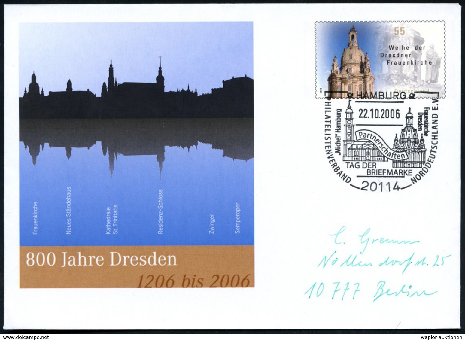 2006 (22.10.) 20114 HAMBURG, Sonderstempel Hamburger "Michel" U. Frauenkirche (Tag Der Briefmarke) Auf Passendem Sonderg - Andere & Zonder Classificatie