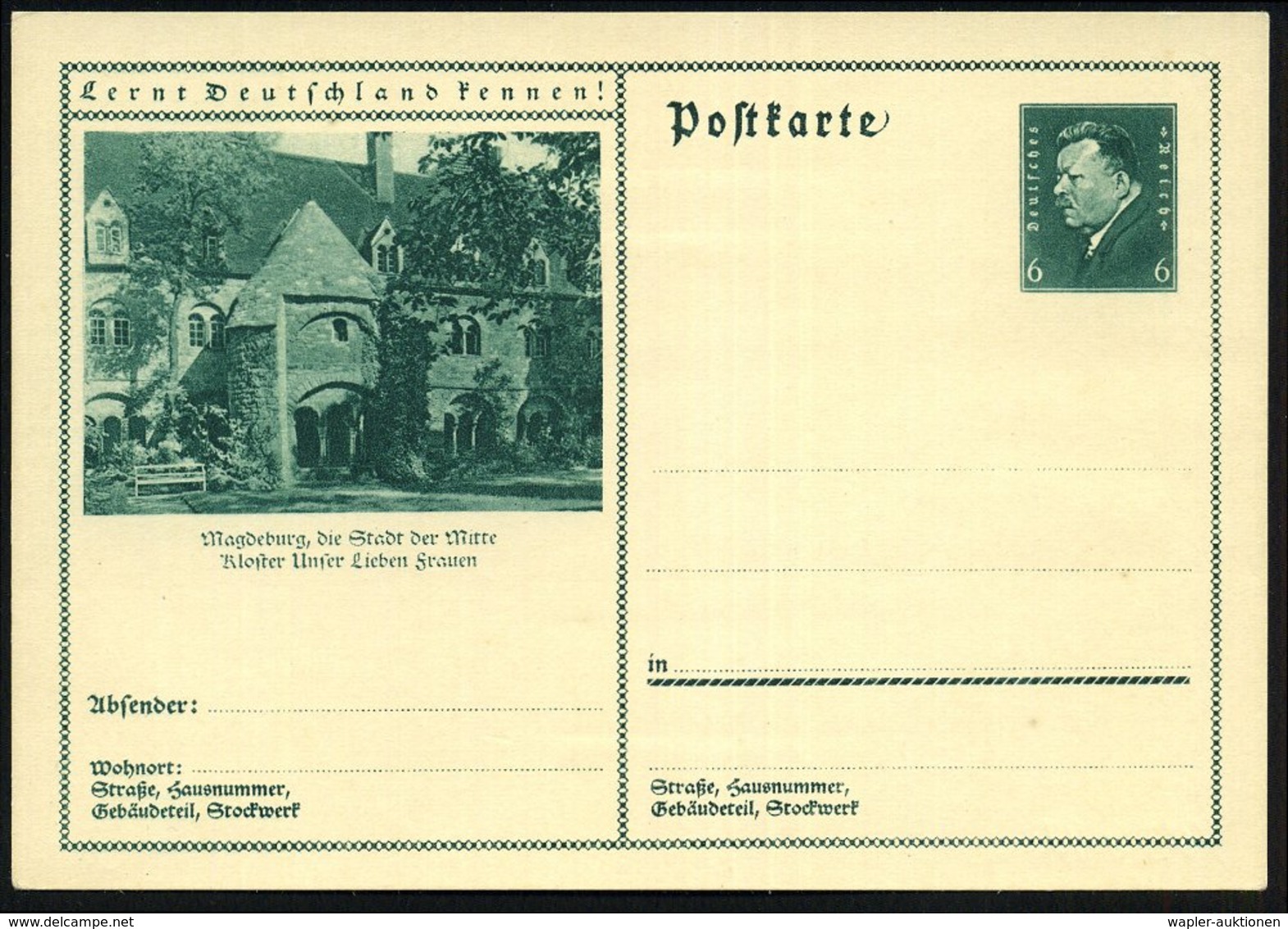 1932 MAGDEBURG, 6 Pf. Bildganzsache Ebert: Kloster "Unser Lieben Frauen", Ungebr. (Mi.P 202/042) - Klöster & Abteien / A - Autres & Non Classés