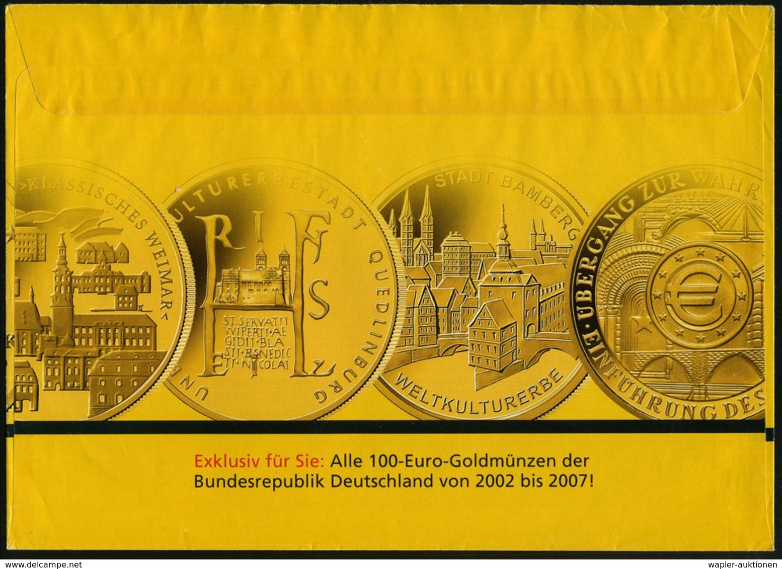 2007 92637 WEIDEN OPF., 145 C. Sonder-Dienstumschlag Deutsche Post "650 Jahre Goldene Bulle" (Versandstelle, Gold-Euro L - Other & Unclassified