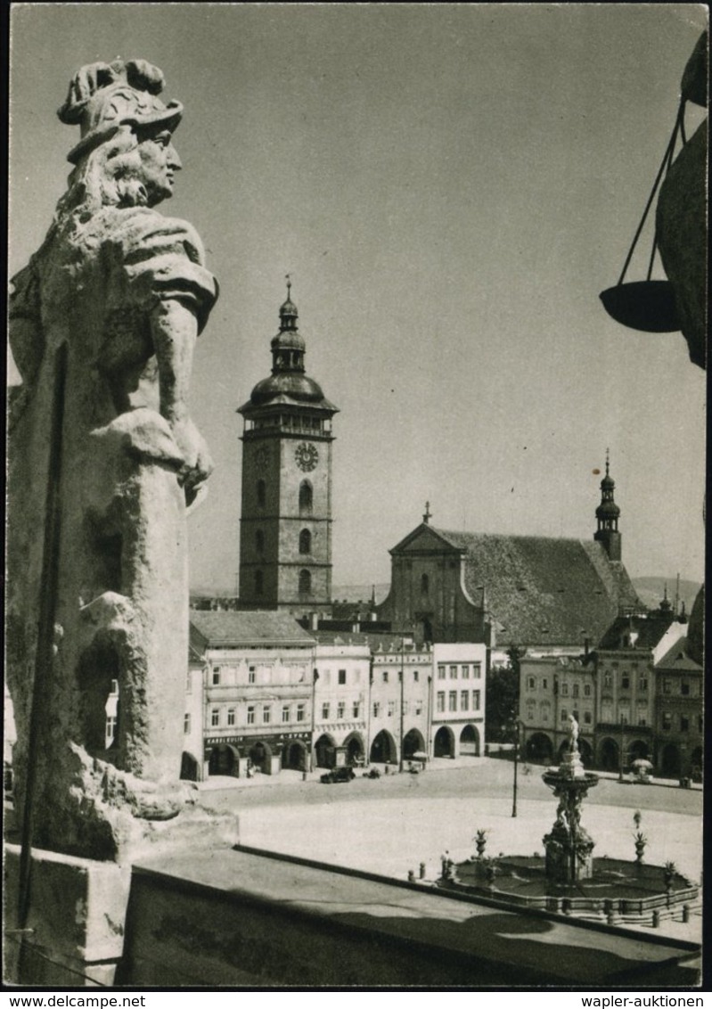 1949 TSCHECHOSLOWAKEI, 1,50 Kc. Bildganzsache Gottwald: Ceske Budejovice (= Bierstadt Budweis) Mit Marktplatz U. Kirche, - Autres & Non Classés