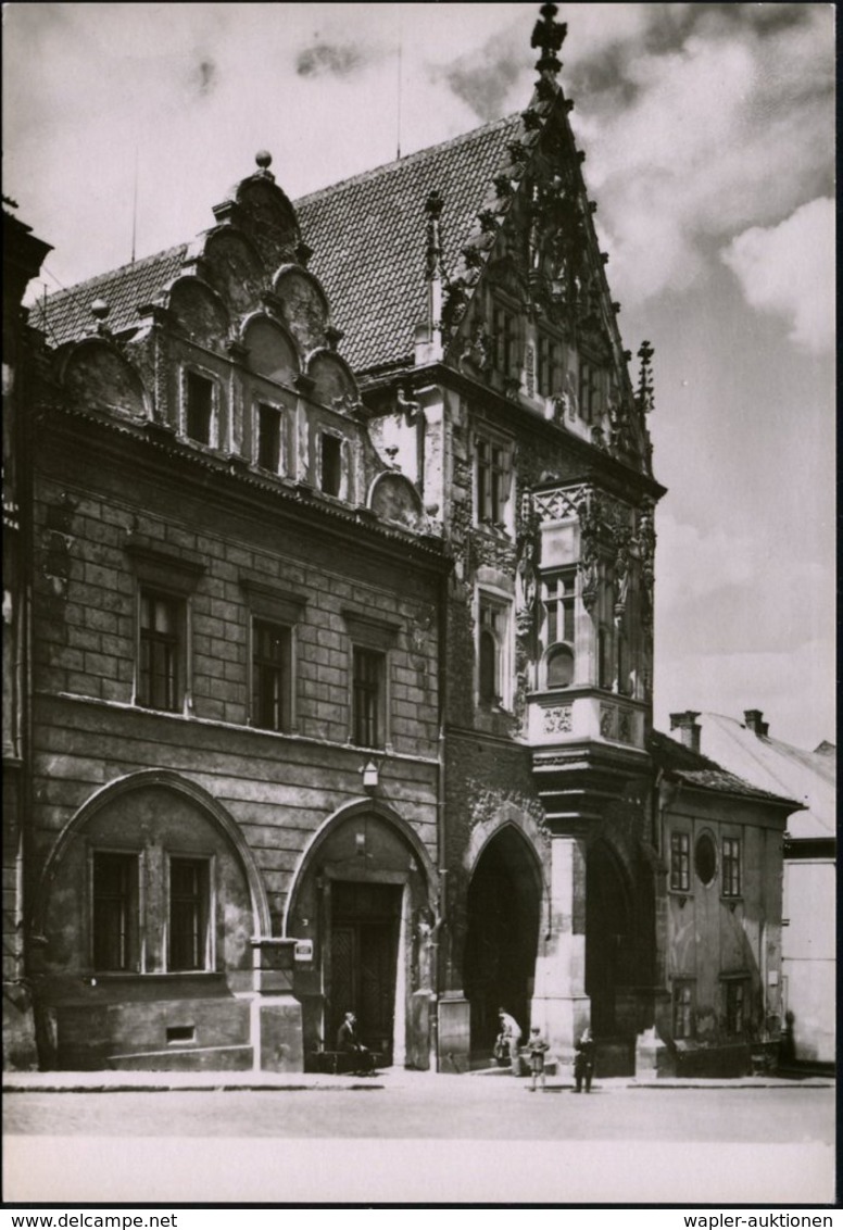 1952 TSCHECHOSLOWAKEI, 1,50 Kc. Bildganzsache: Kutna Hora (Kuttenberg) "Das Steinerne Haus", 1424 Von Hussiten Gebrandsc - Autres & Non Classés