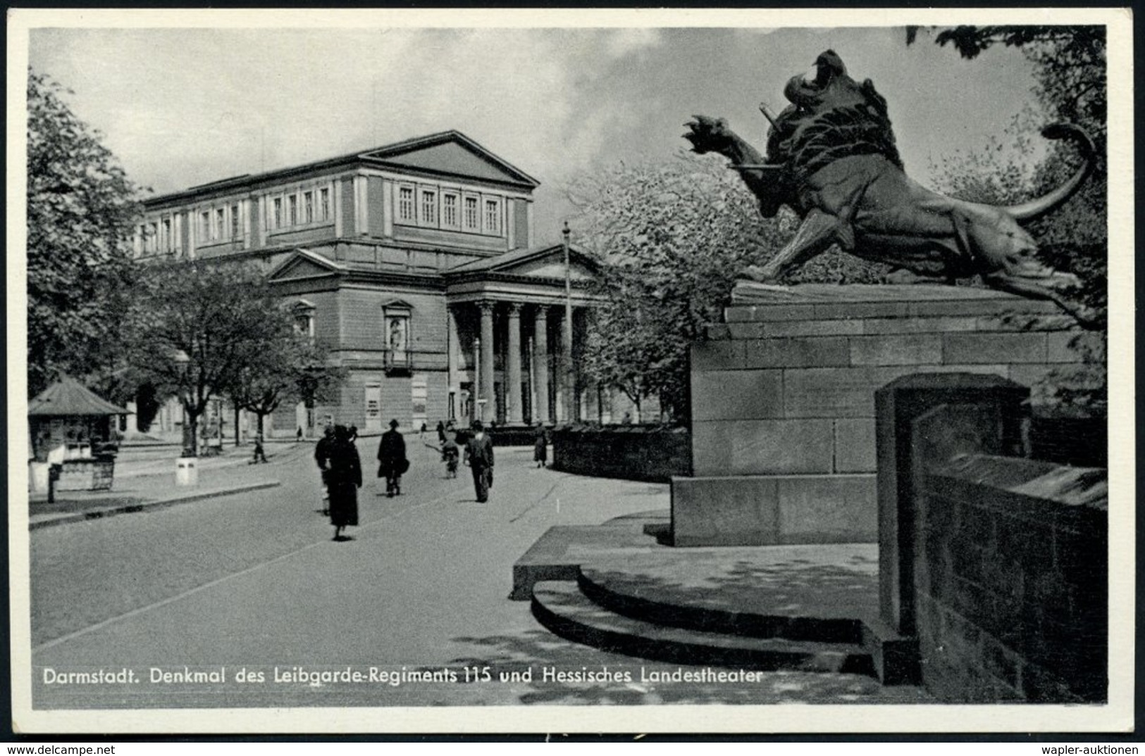 1935 (ca.) Darmstadt, S/ W-Foto-Ak: Denkmal Des Leibgarde-regiments 115 (u. Theater) Rs. Beschriftet, Ungebr. - I. Weltk - Other & Unclassified