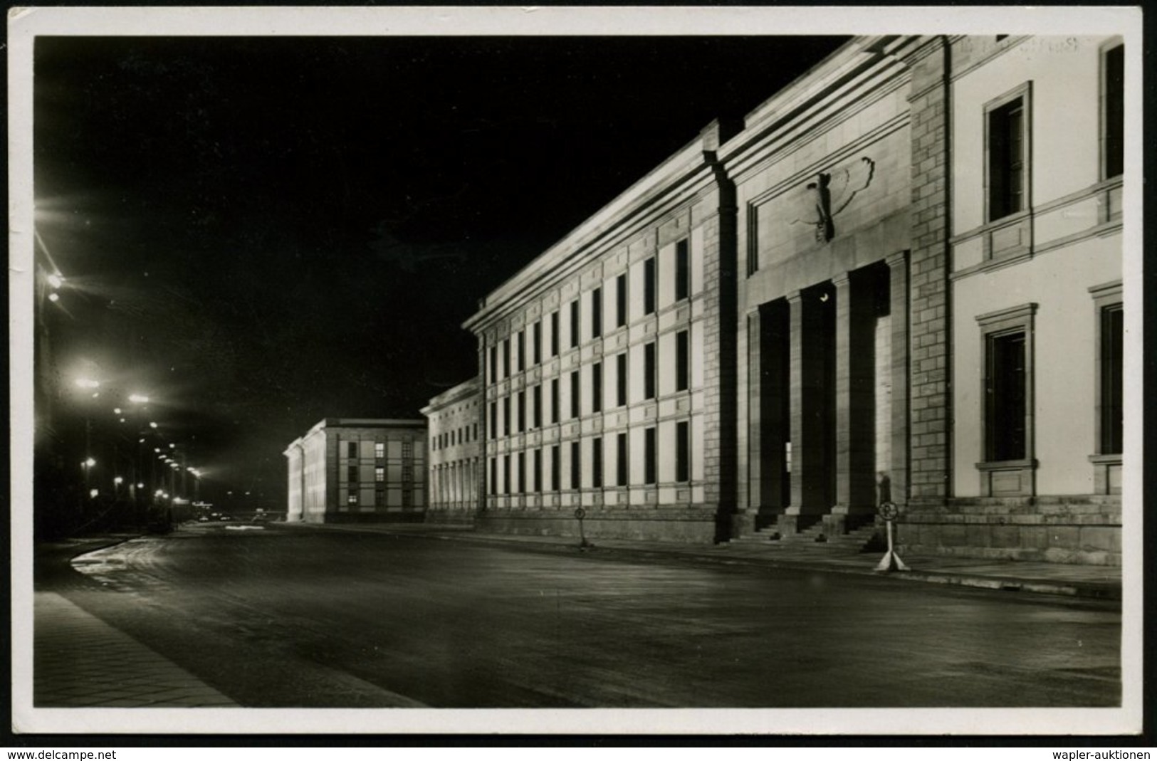 1939 (18.2.) Berlin, S/ W.-Foto-Ak.: Neue Reichskanzlei  Bei Nacht (1934-39, Geplant Von Albert Speer) + Maschinen-Werbe - Andere & Zonder Classificatie