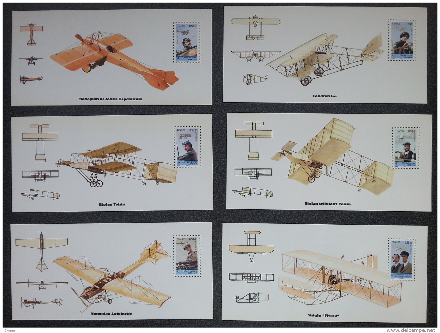 BLOCS SOUVENIRS - YT N°49 à 54 - LES PIONNIERS DE L'AVIATION - 2010 - Documents De La Poste