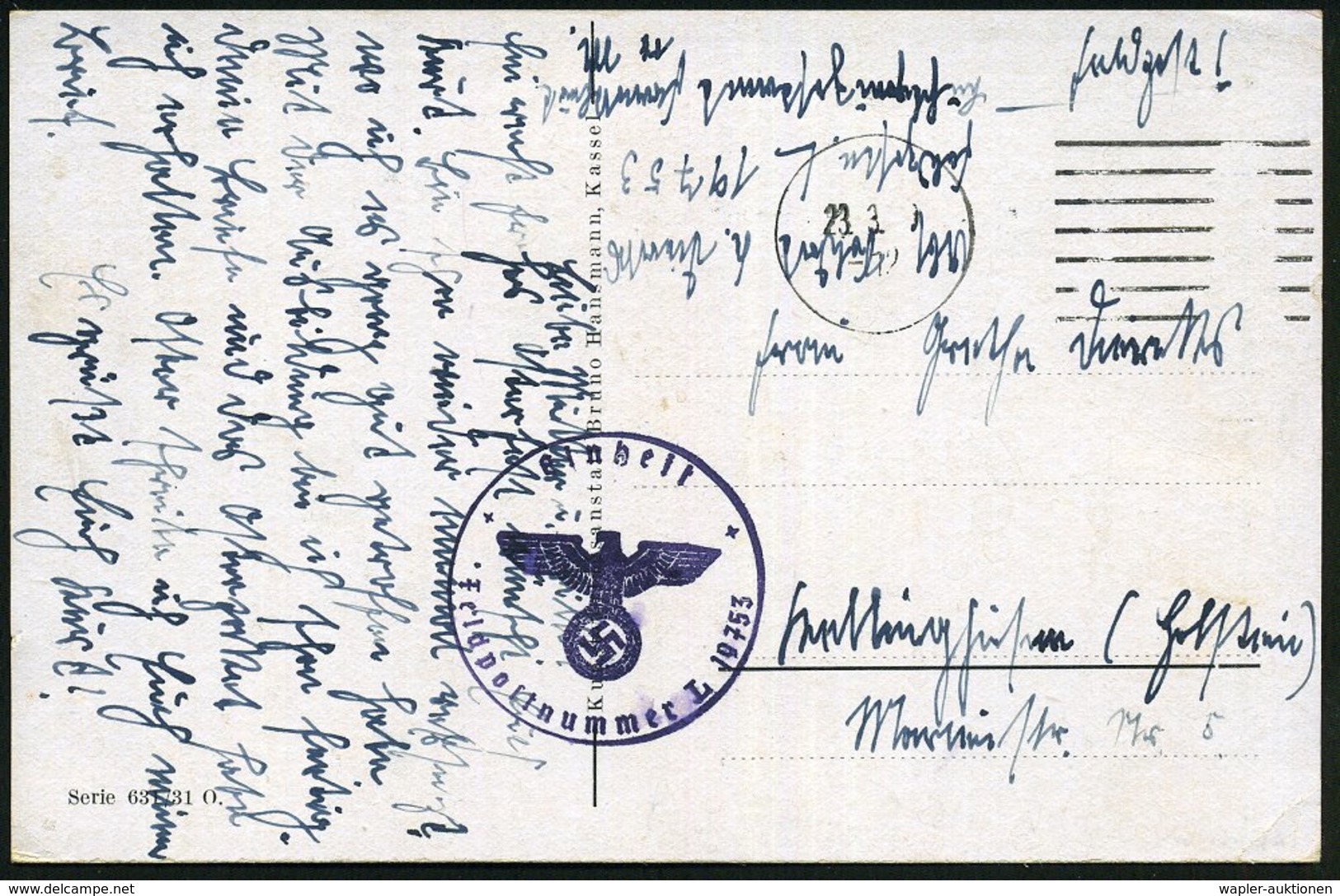 1940 (23.3.) Idar-Oberstein, Stummer Maschinenstempel = Tarnstempel Idar-Oberstein + Briefstempel Fp.-Nr. L 19753 = Flak - Other & Unclassified