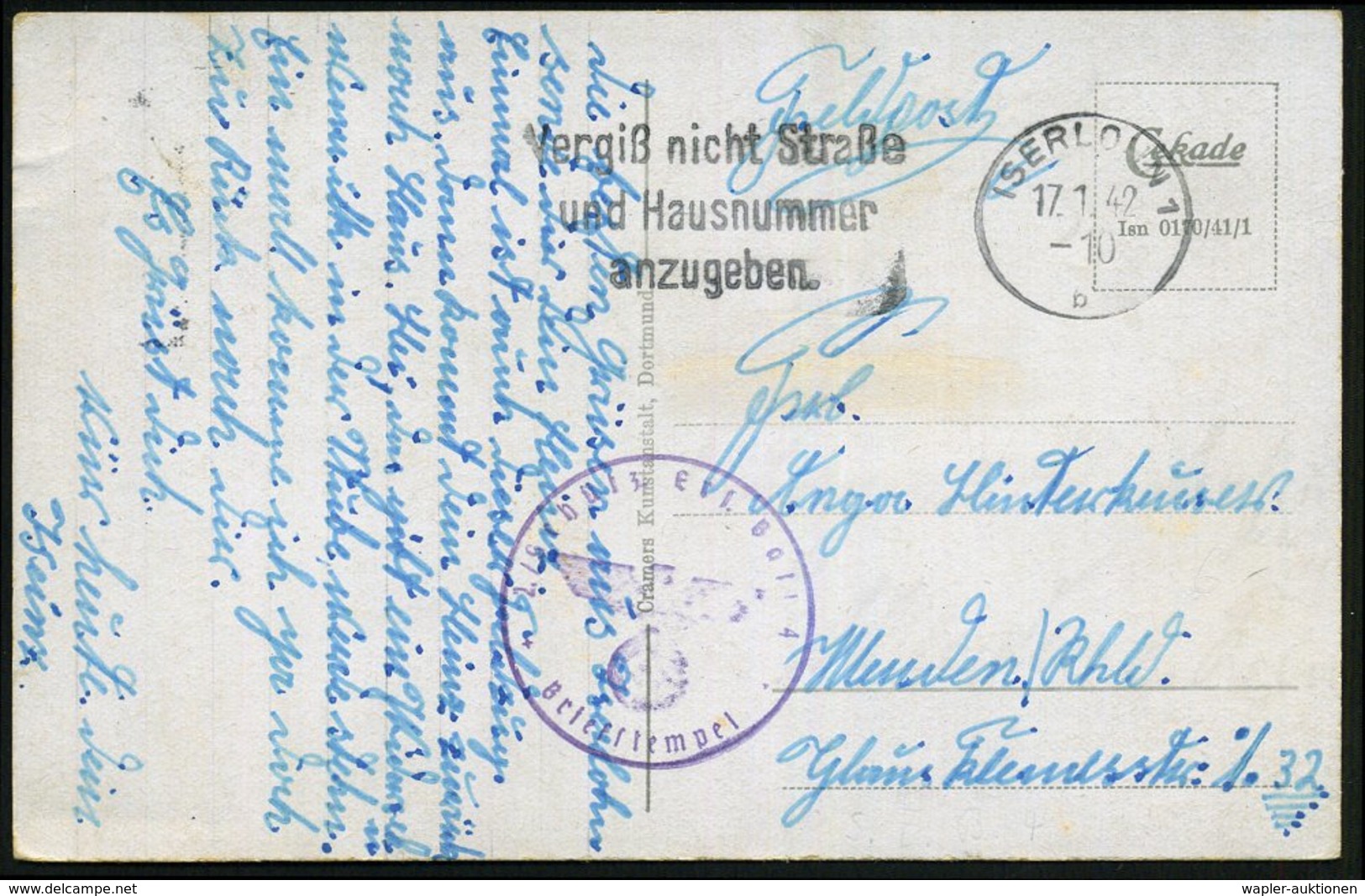 1944 (3.2.) KASSEL 7, Maschinen-Wellenstempel + Briefstempel Fp. Nr. L 53 308 = 1./  Schw. Flak Abt. 392 (LG.P.A. Münste - Other & Unclassified