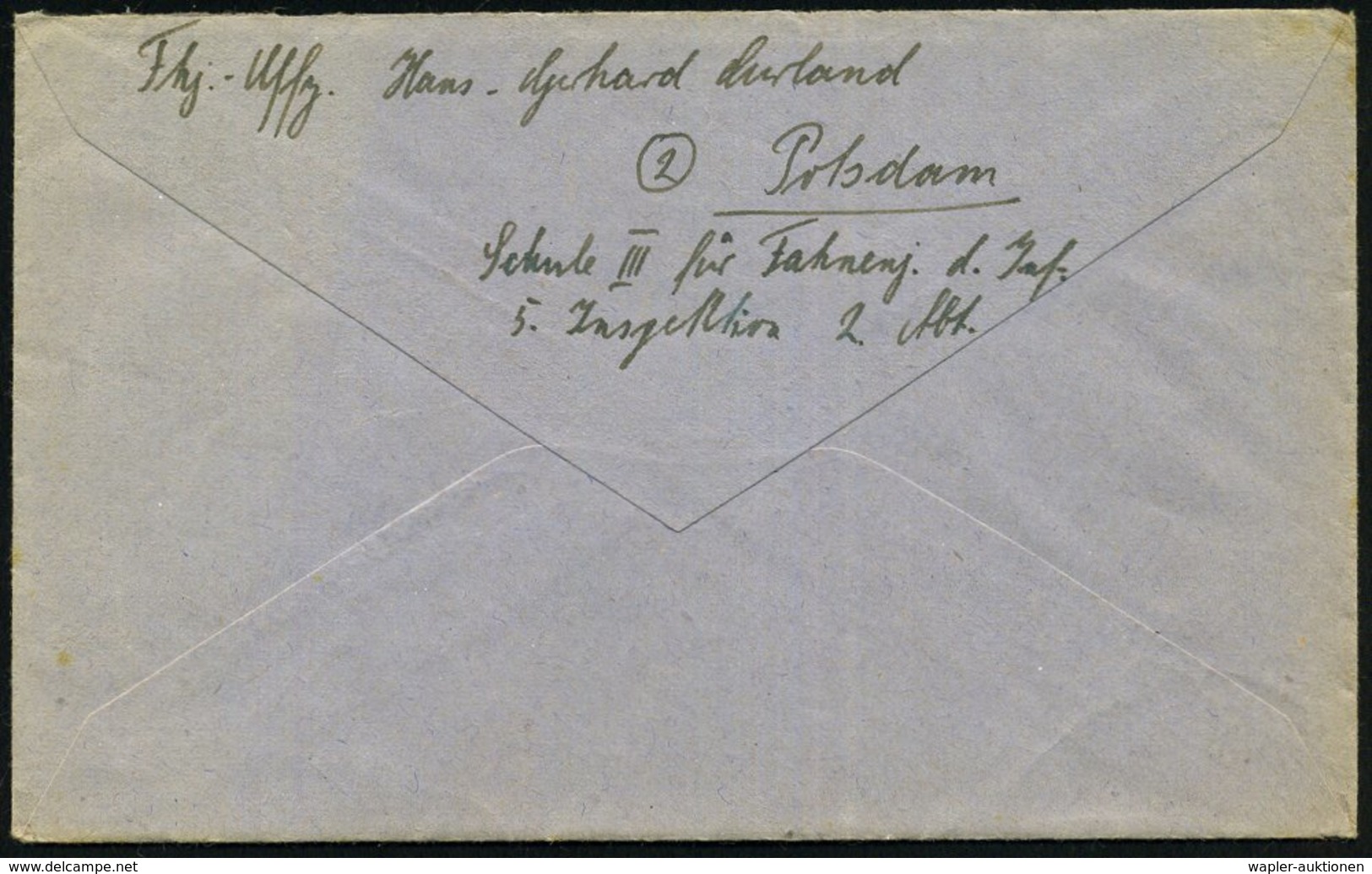 1944 (17.4.) POTSDAM 5, 2K-Steg + Briefstempel: Schule III Für Offz. Anw.(ärter) Der Jnf.(anterie), Rs. Hs. Abs., Feldpo - Other & Unclassified