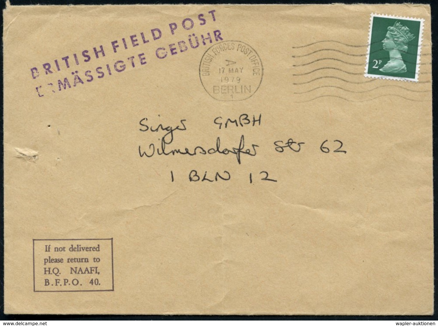 1979 (17.5.) BERLIN (Wes), Maschinen-Wellenstempel: BRITISH FORCES POST OFFICE BERLIN = Feldpostamt 40, Frankierter Orts - Other & Unclassified