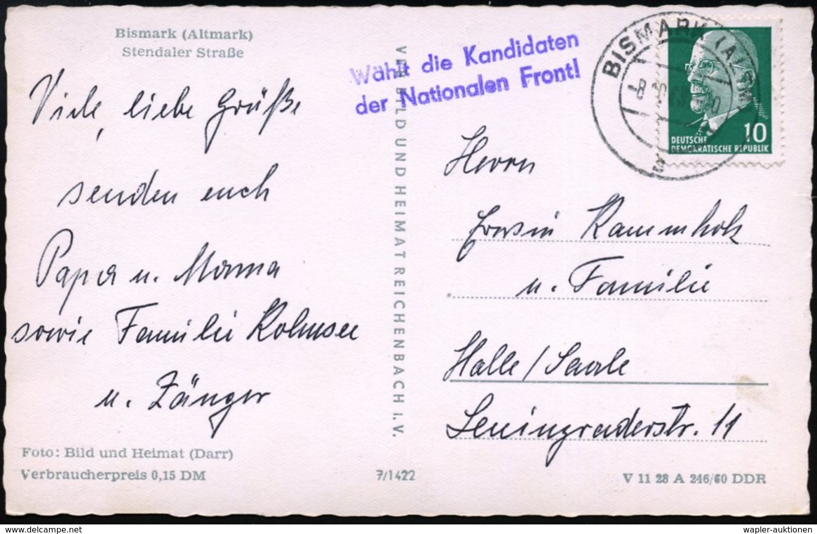 1963 (8.10.) BISMARK (ALTM), 2K-Steg + Propaganda-Nebenstempel, Bedarfs-Ak.: Bismark, Stendaler Straße (n. Halle) - SBZ  - Sonstige & Ohne Zuordnung
