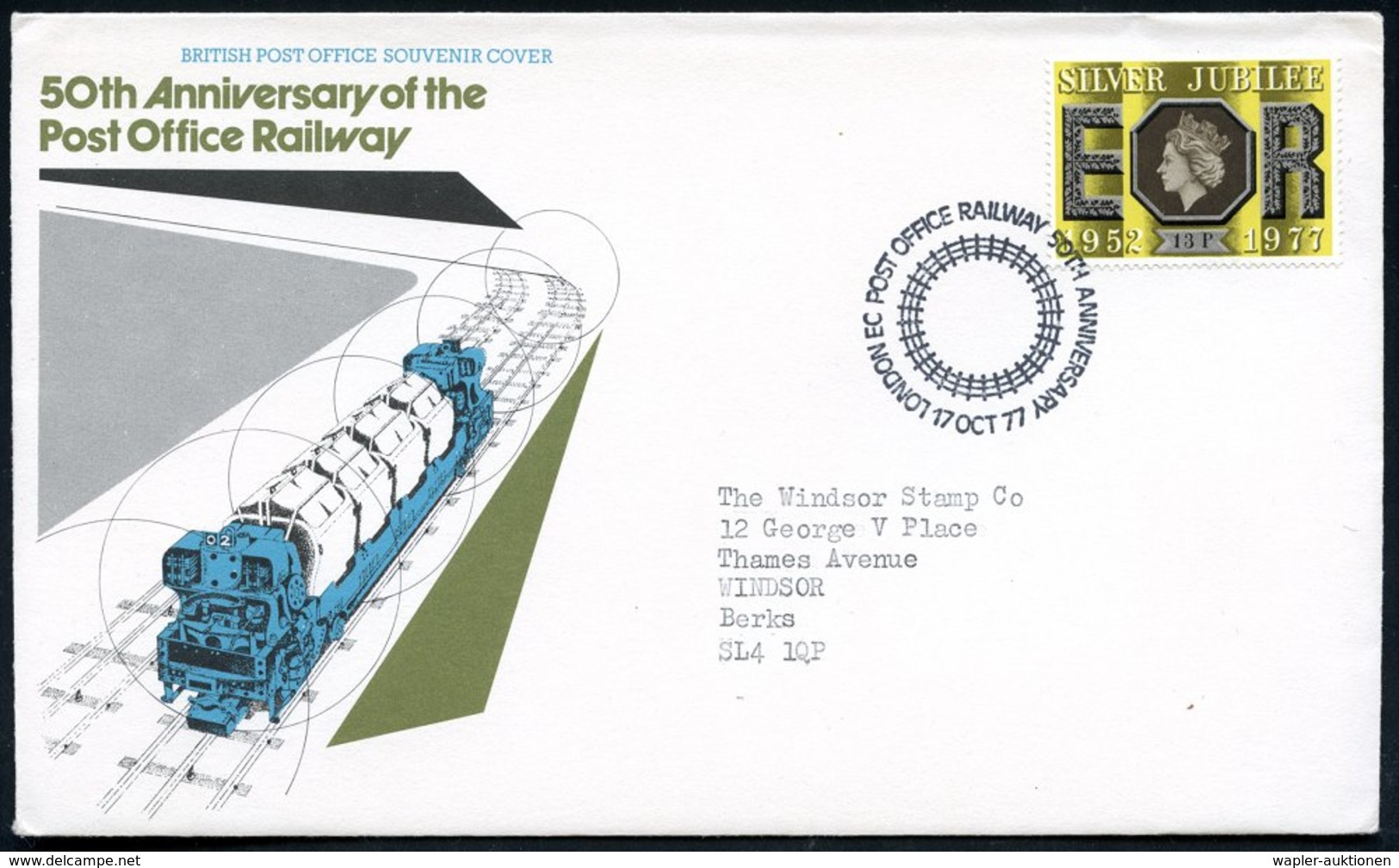 1977 (17.10.) GROSSBRITANNIEN, Sonderstempel LONDON EC Auf Sonderumschlag: 50 Jahre Post Office Railway - Eisenbahn & Zu - Other & Unclassified