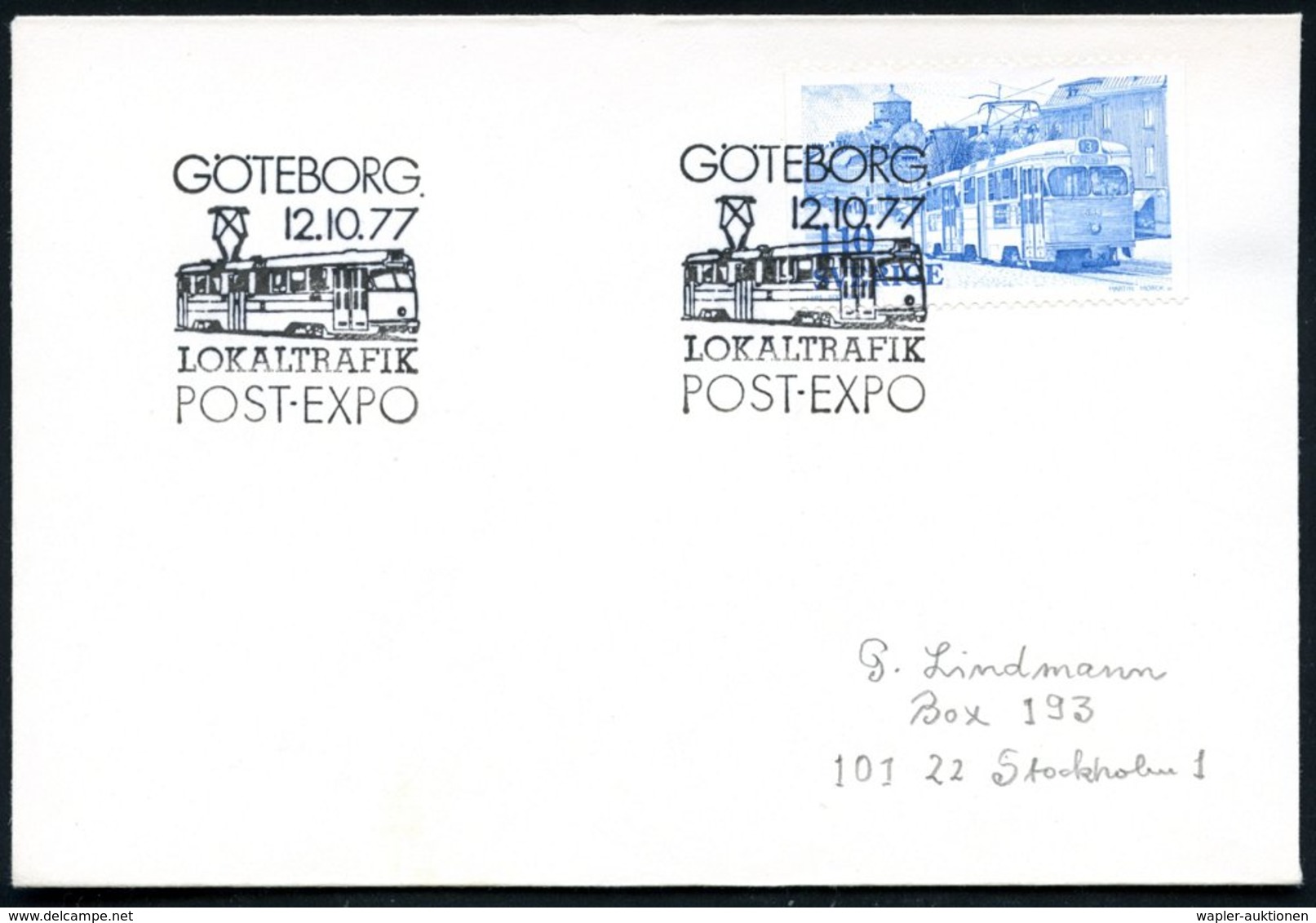 1977 (12.10.) SCHWEDEN, 110 Öre Straßenbahn + Motivgleicher SSt.: GÖTEBORG.. POST-EXPO, Inl.-Brief (Mi.1000 EF) - Strass - Other & Unclassified