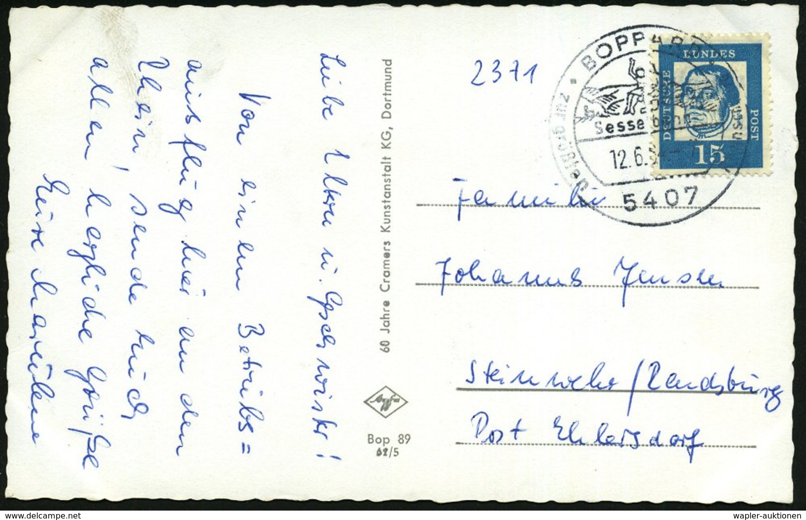 1964 5407 BOPPARD, Hand-Werbestempel = Sessellift Auf Motivgleicher S/ W.-Foto-Ak., Bedarf (Bo.8) - Seil- & Bergbahnen / - Other & Unclassified