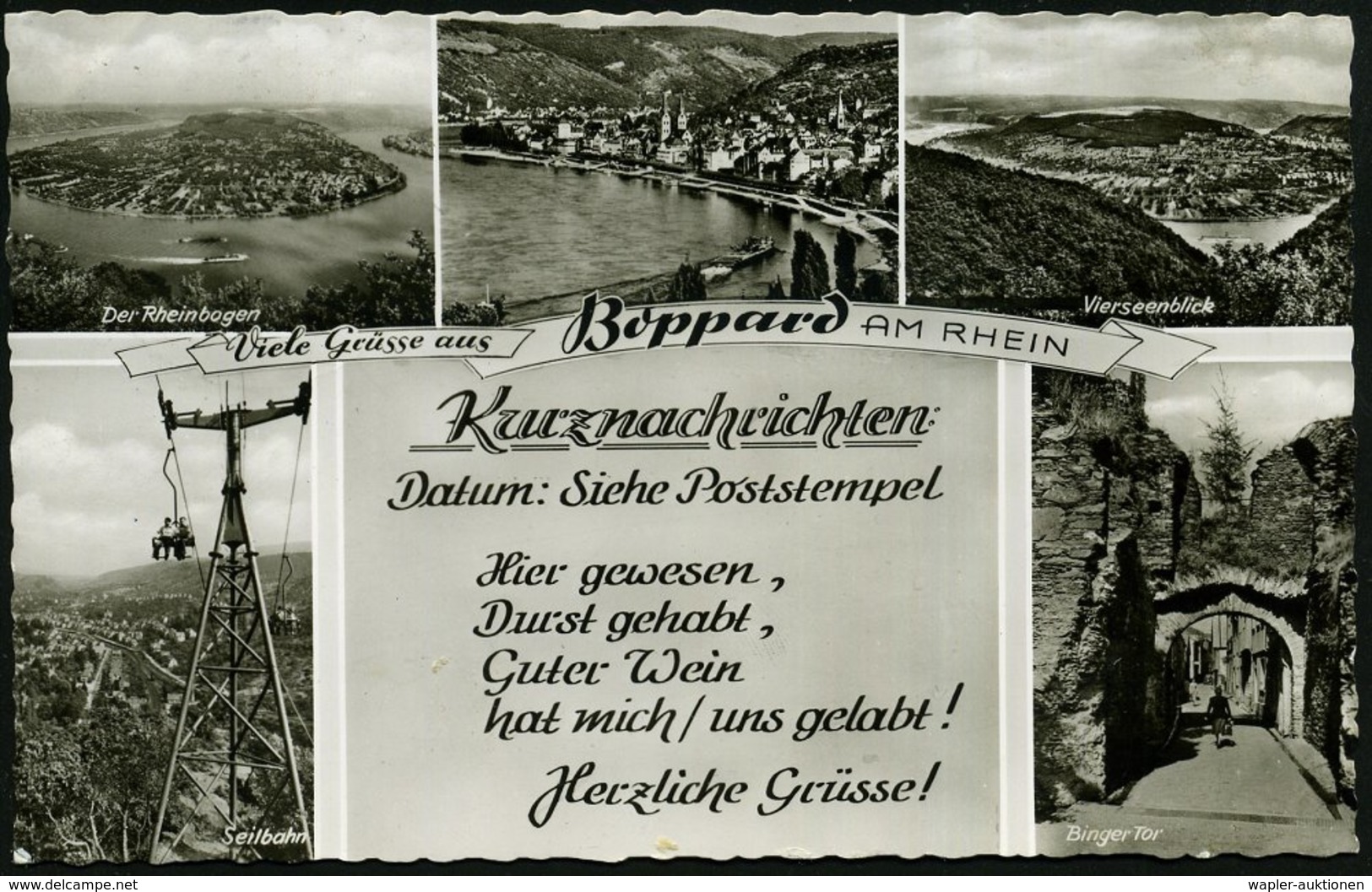 1964 5407 BOPPARD, Hand-Werbestempel = Sessellift Auf Motivgleicher S/ W.-Foto-Ak., Bedarf (Bo.8) - Seil- & Bergbahnen / - Autres & Non Classés