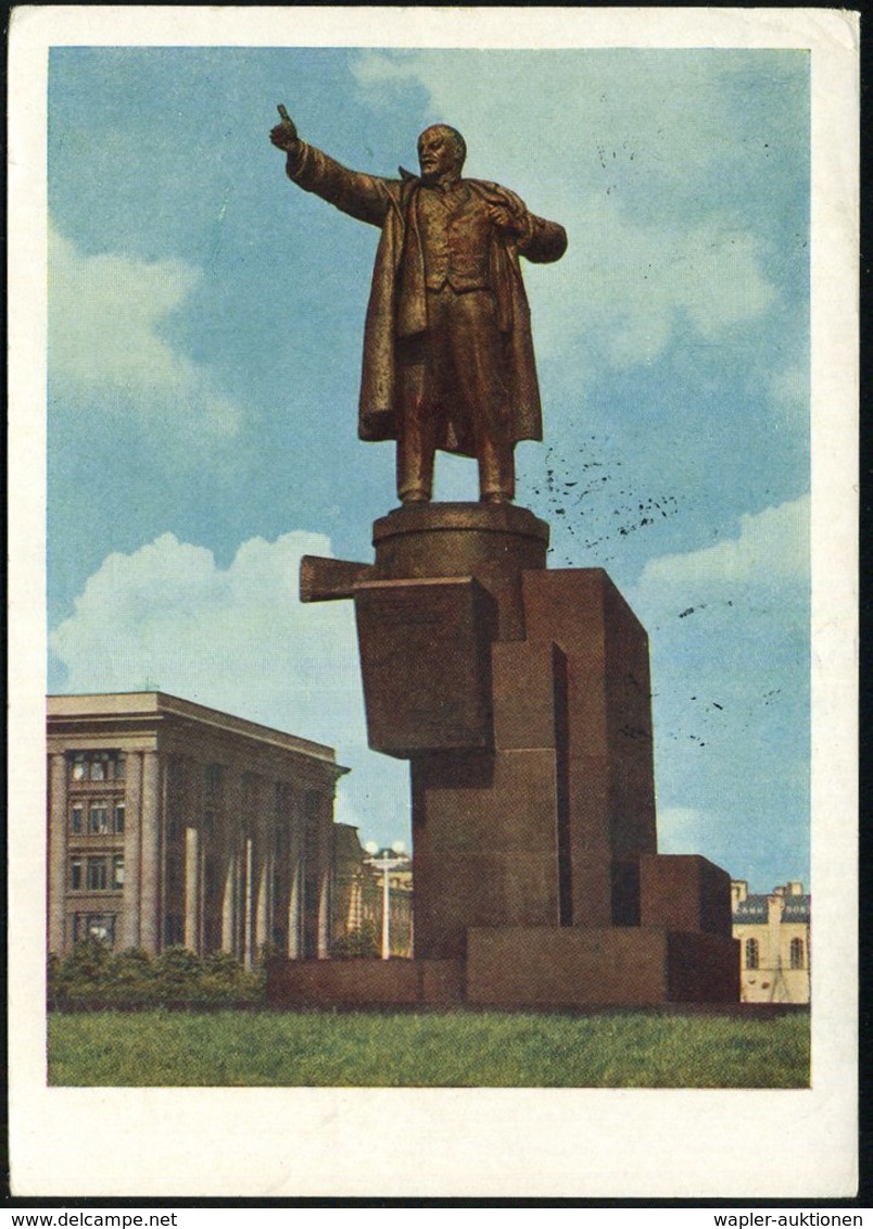 1959 UdSSR, 25 Kop. Bildganzsache Bergmann, Grün: Leningrad, Denkmal W. J. Lenin (leichte Randspuren) Ungebr. - Lenin &  - Other & Unclassified