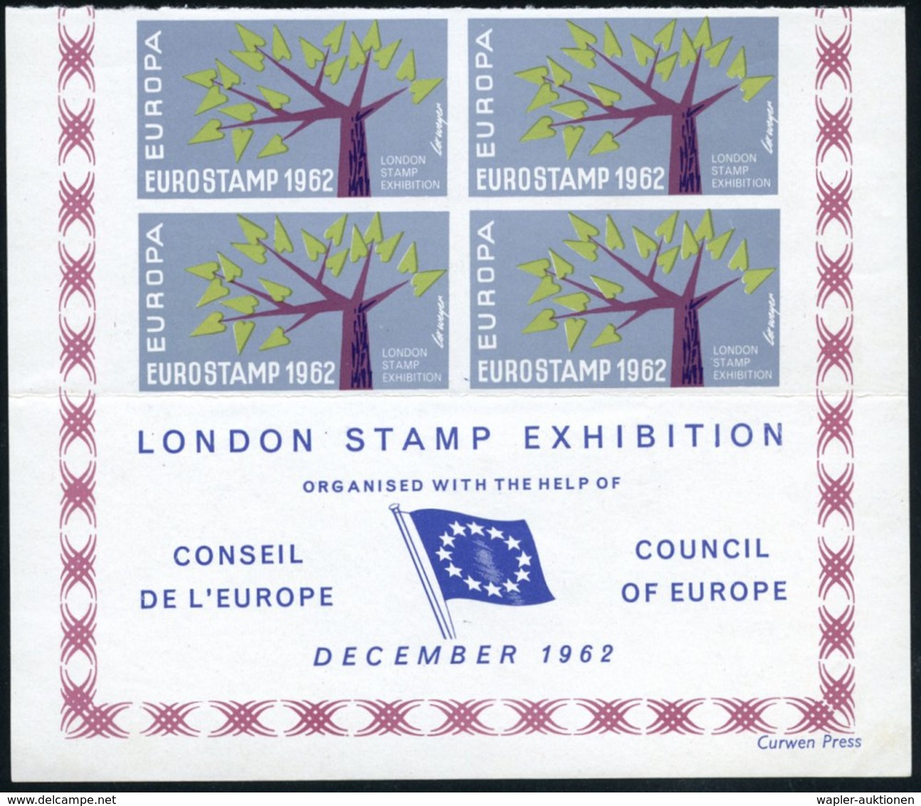 1962 GROSSBRITANNIEN, CEPT-Vignettenblock "EUROPASTAMP 1962 LONDON" (orange/ Gelb) + 4er-Block Grau/ Grün, Je Postfrisch - Sonstige & Ohne Zuordnung