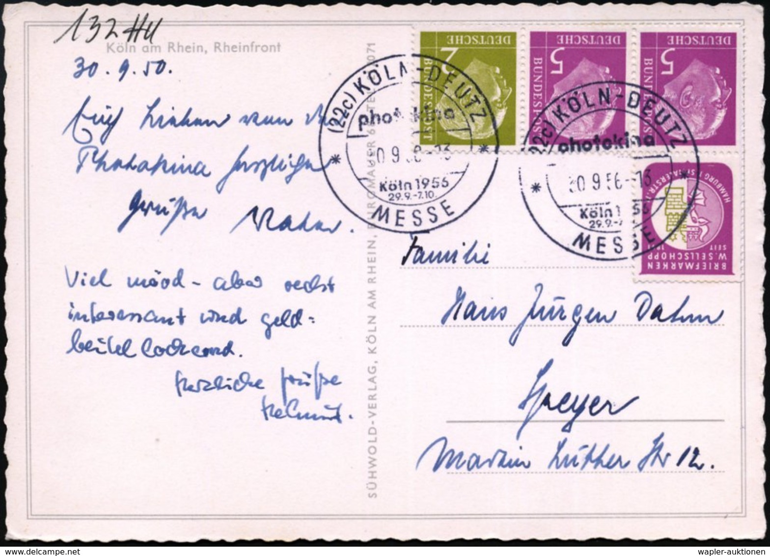 1956 (30.9.) (22 C) KÖLN-DEUTZ, Sonderstempel "photokina" = Messe U. Ausstellung Für Fotografie, Bildmedien, Bedarfs-Ak. - Other & Unclassified