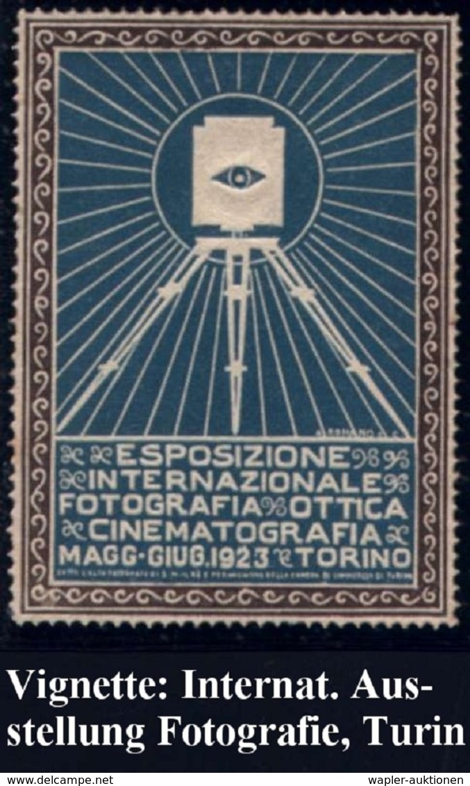 1923 ITALIEN, Reklame-Vignette: Internat. Ausstellung Für Fotografie & Kinematografie = Filmkamera (o.G.), Selten Und De - Other & Unclassified