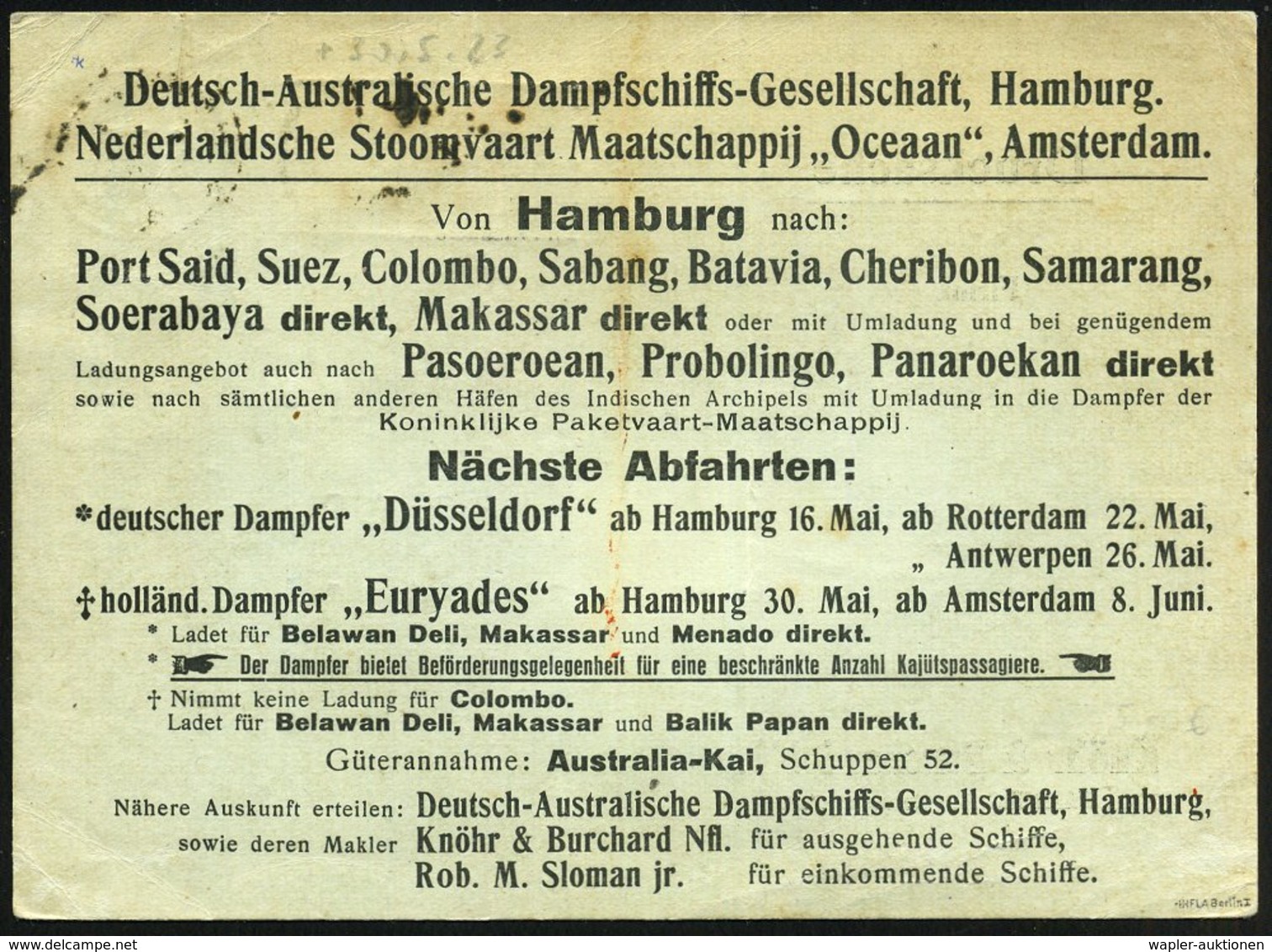 1923 (8.5.) HAMBURG 1, Maschinen-Werbestempel: Benutzt Die Luftpost Auf Infla-Reederei-Reklamebrief! (Bo.S 20 A) - Luftp - Other & Unclassified