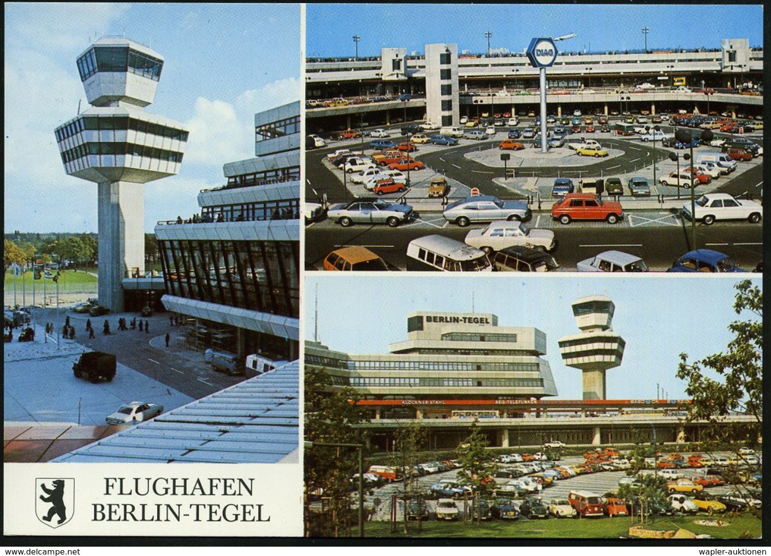 1977 Berlin-Tegel, PP40 Pf. Burgen: FLUGHAFEN BERLIN-TEGEL (3 Ansichten) = LUPOSTA '77 (rs. Concorde, Zeppelin, Ballon E - Other & Unclassified