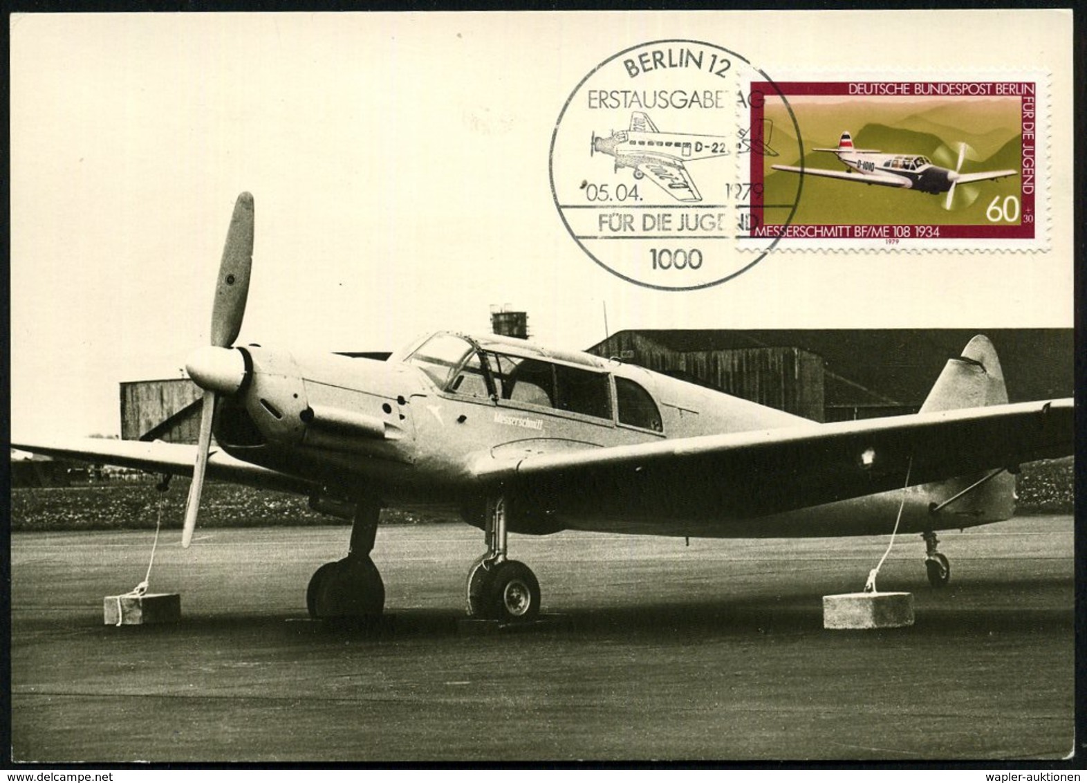 1979 (5.4.) 1000 BERLIN 12, 60 + 30 Pf. Messerschmitt "Me 108" + ET-Sonderstempel (Ju 52) Auf 2 Verschiedene Maximi-ET-K - Other & Unclassified